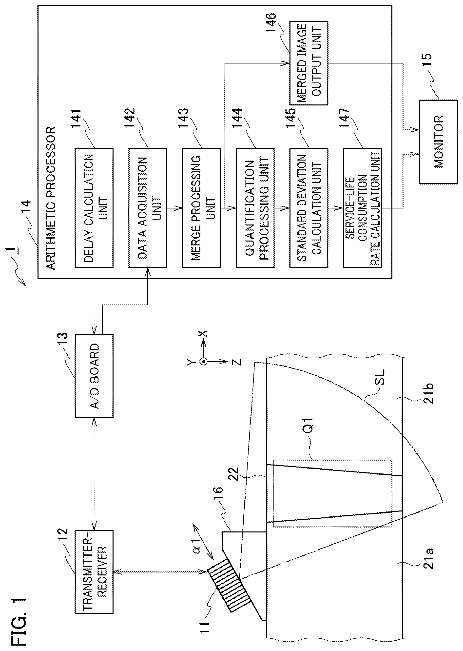 Patent US12105050 — Damage evaluation device and damage evaluation method — Figure 1