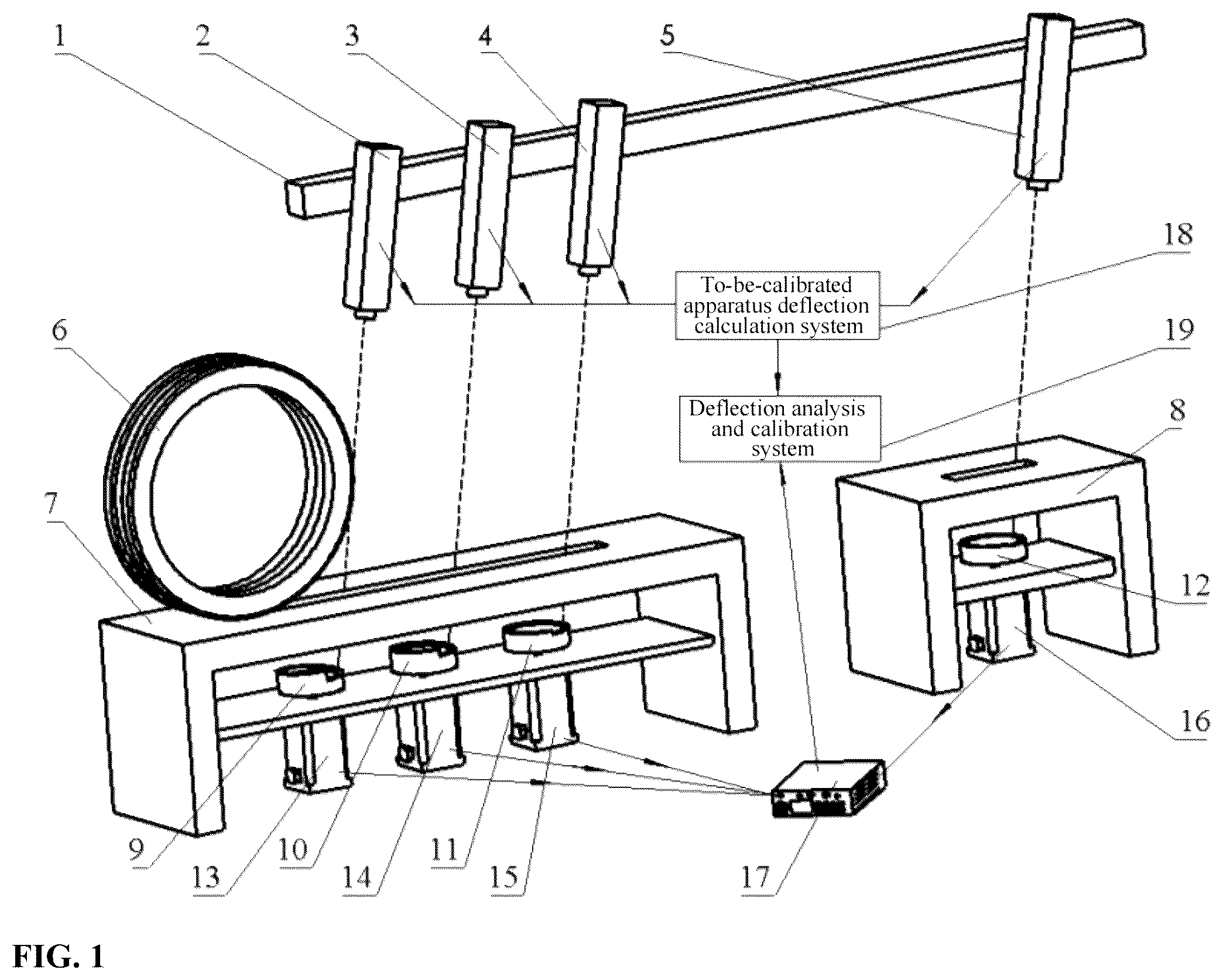 Patent US12105056 — Deflection calibration apparatus and method for laser type high-speed deflection tester — Figure 1