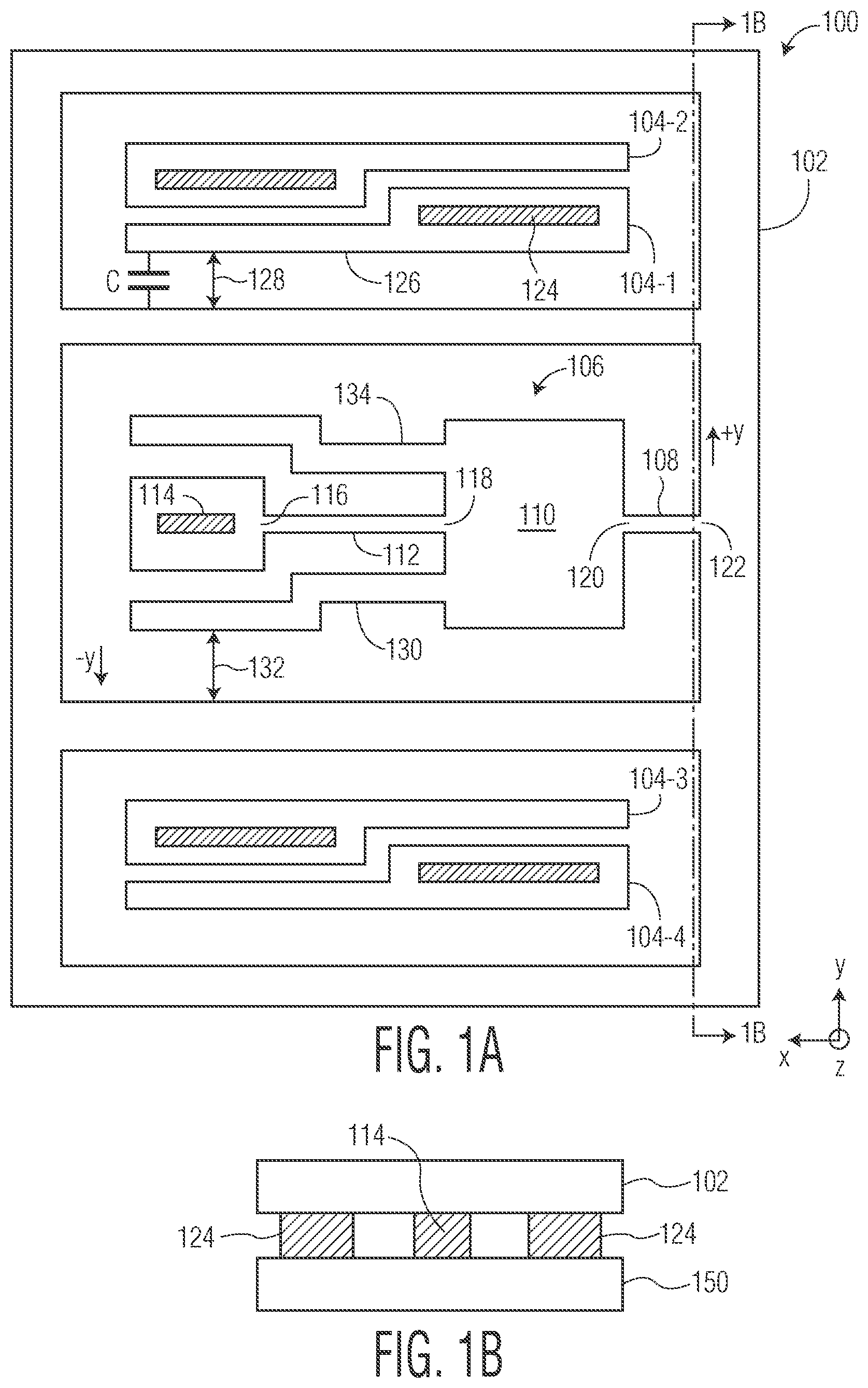 Patent US12105114 — Accelerometer having an over travel stop with a stop gap less than a minimum etch size — Figure 1