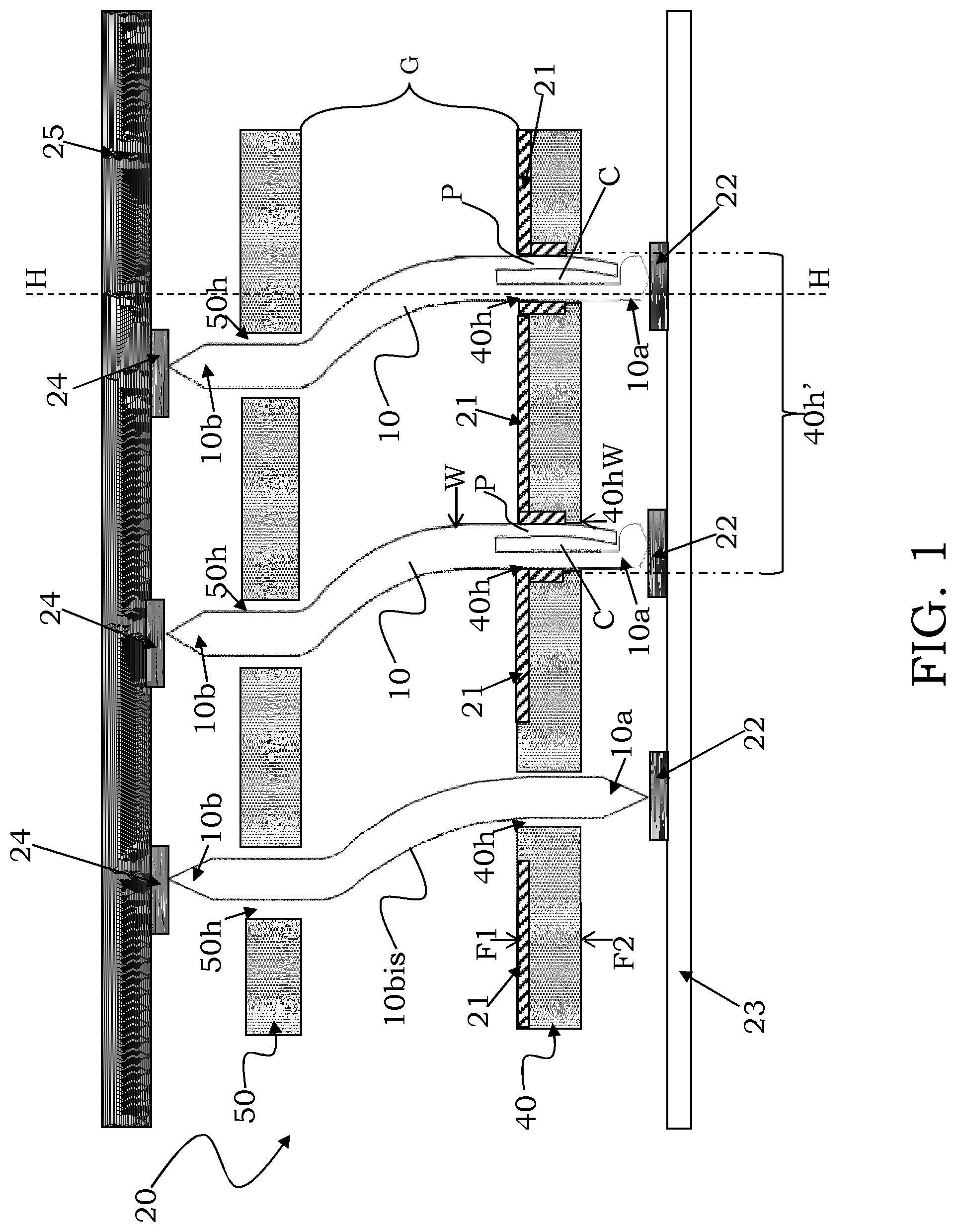 Patent US12105118 Figure 1 – Testing head with an improved contact between contact probes and guide holes