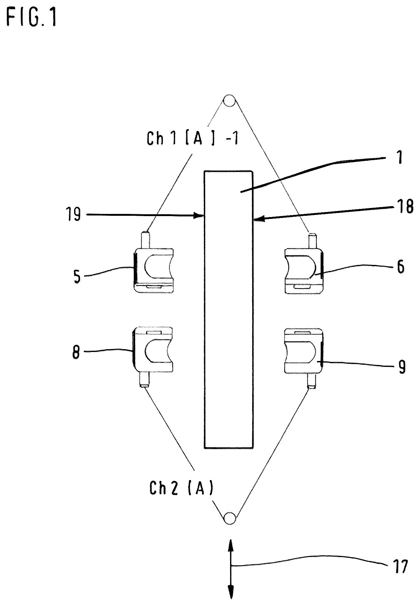 Patent US12105121 — Current sensor comprising a magnetic field sensor in a V-shaped arrangement — Figure 1