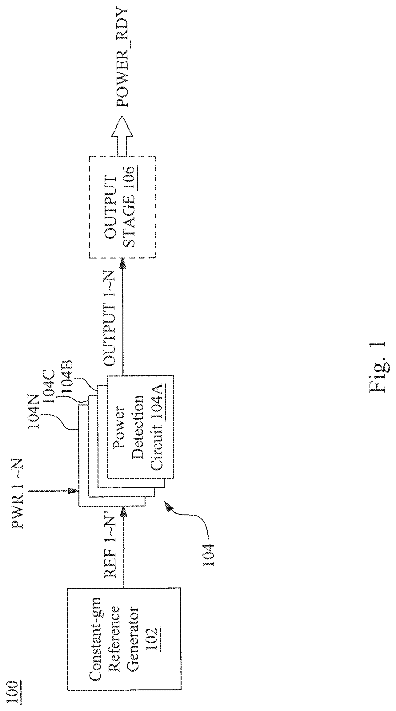 Patent US12105124 — System and method for constant transconductance based power supply detection — Figure 1