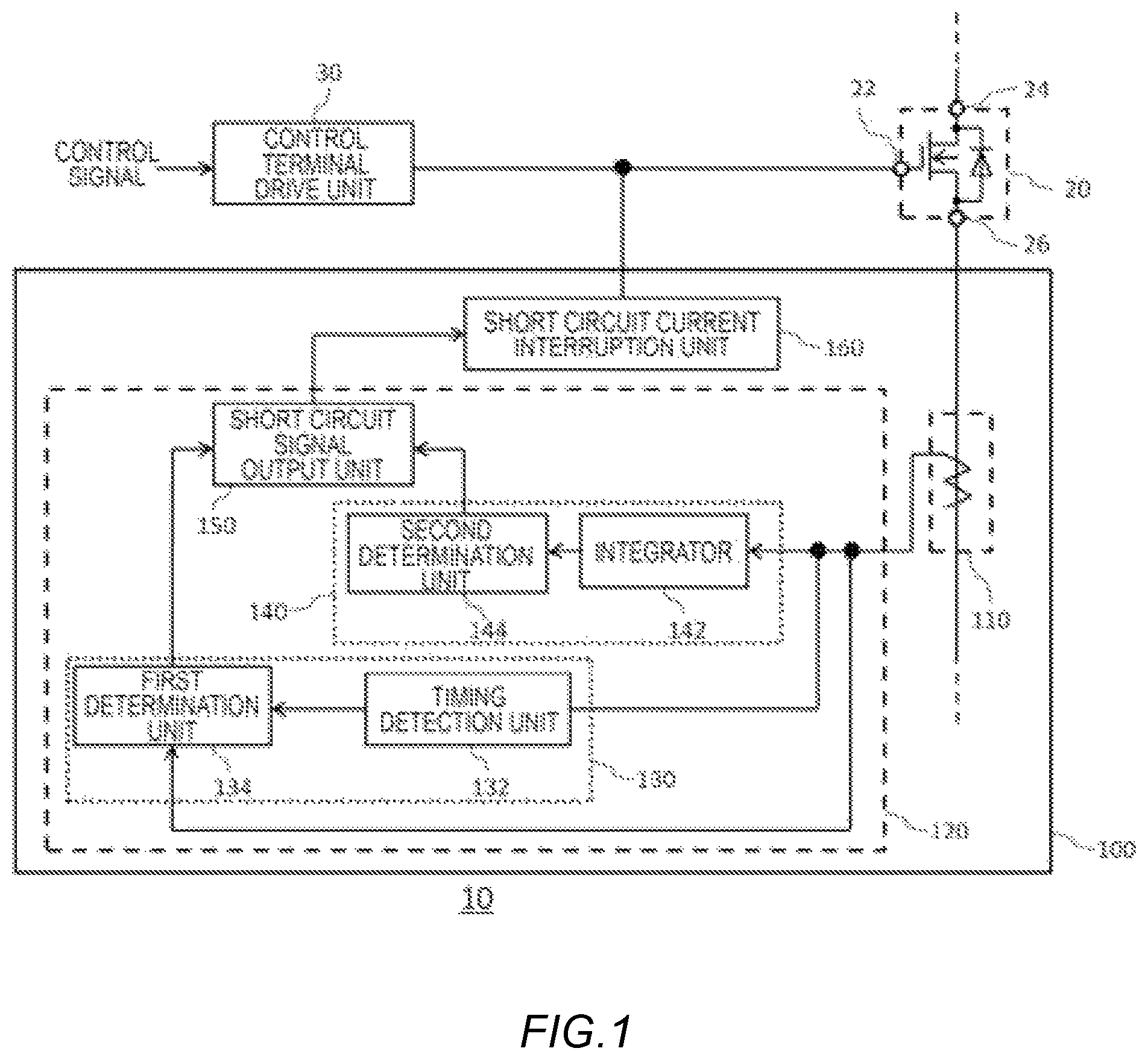 Patent US12105156 — Short circuit determination apparatus, switch apparatus, and short circuit determination method — Figure 1