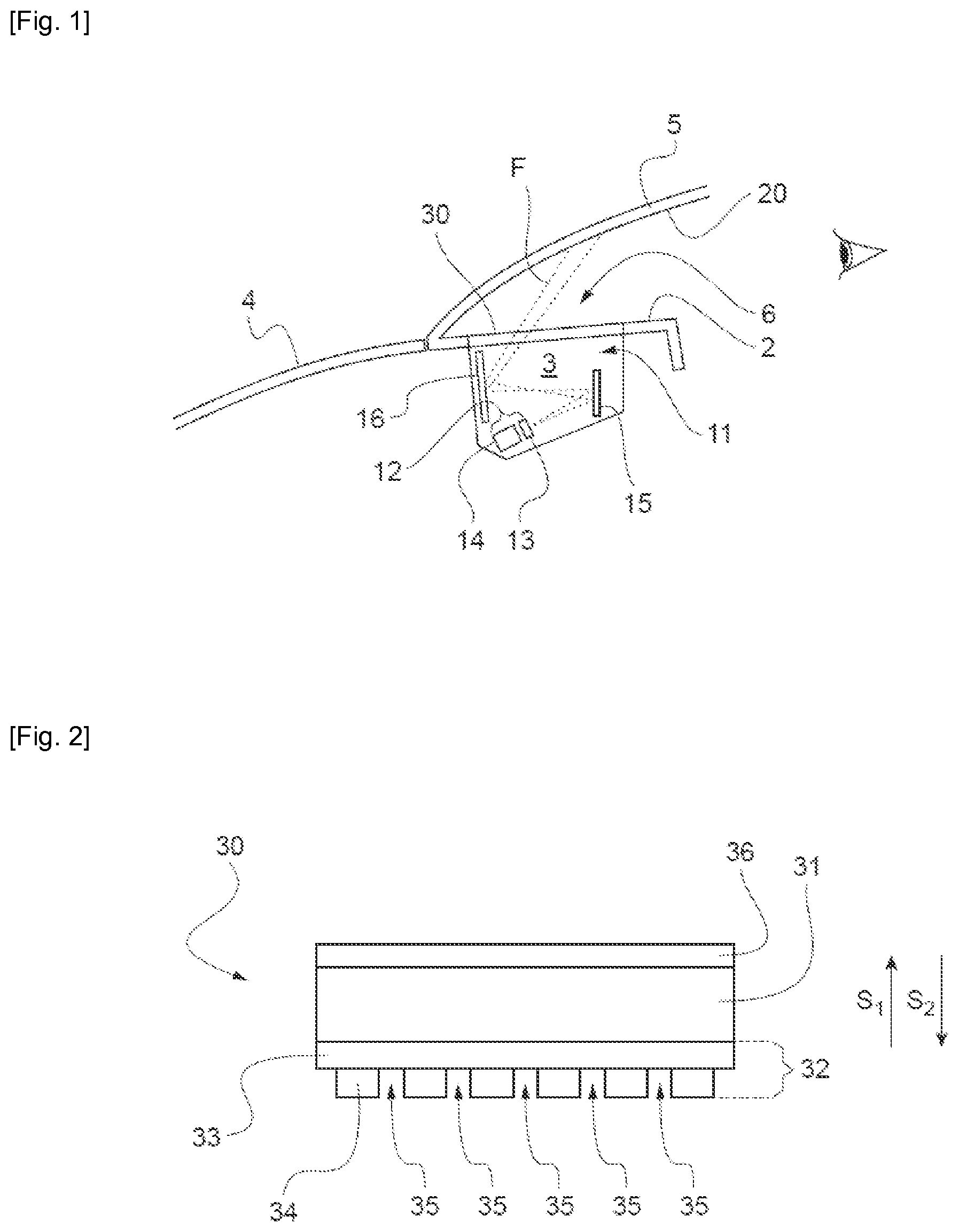 Patent US12105254 — Element for covering the projection aperture of a heads-up display device — Figure 1