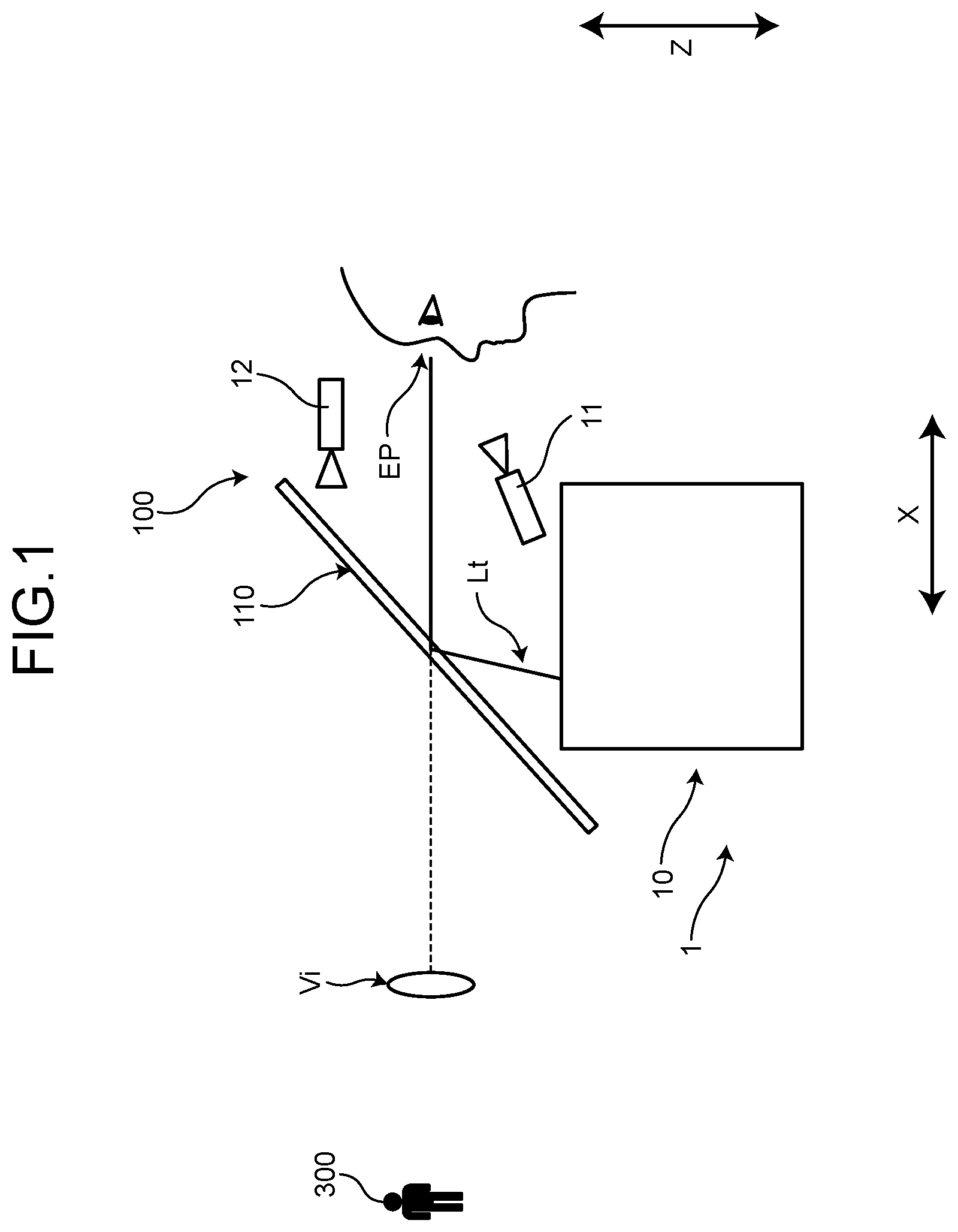 Patent US12105296 — Method of adjusting vehicle display device and vehicle display device — Figure 1