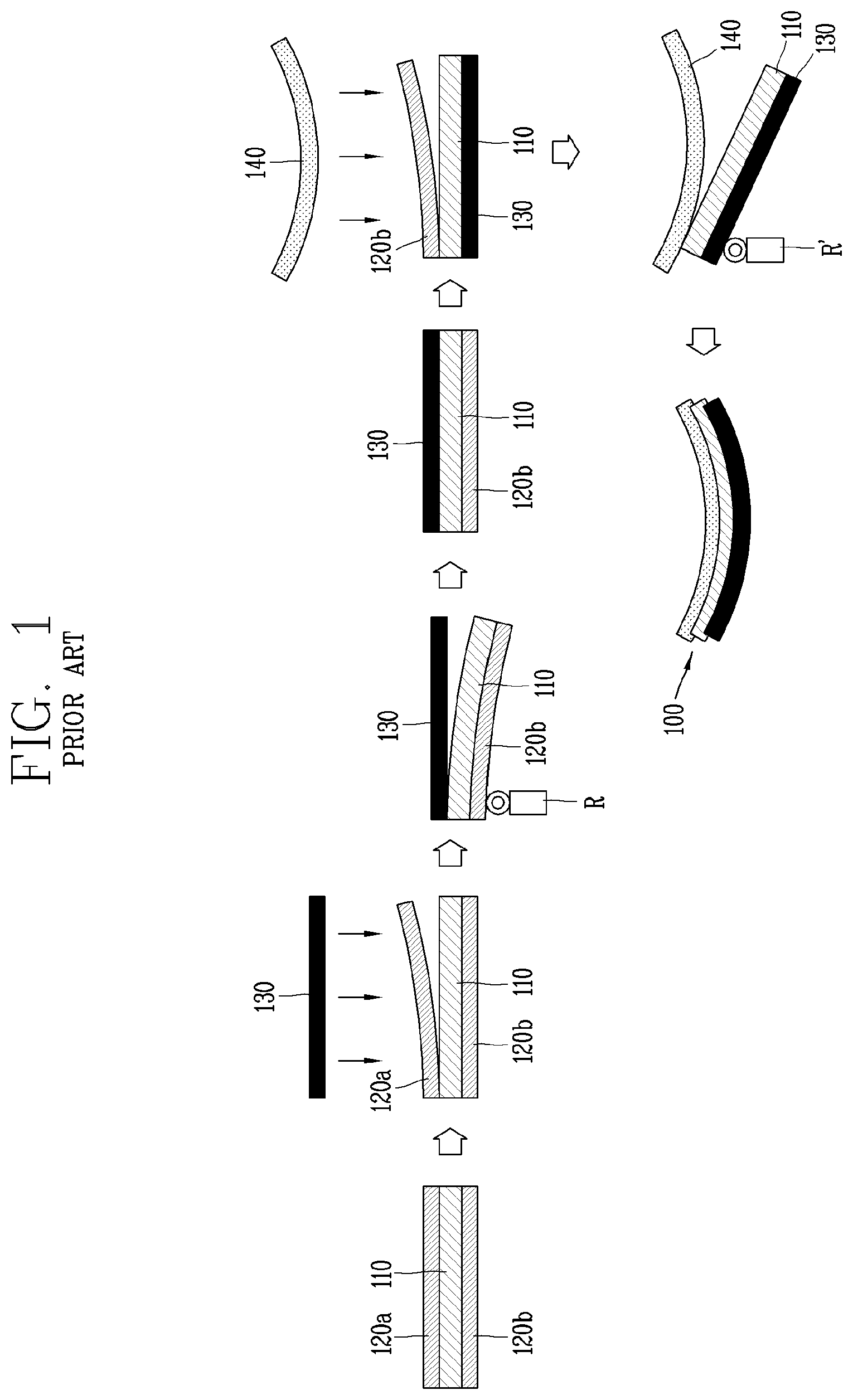 Patent US12105368 — Curved display device manufacturing method — Figure 1