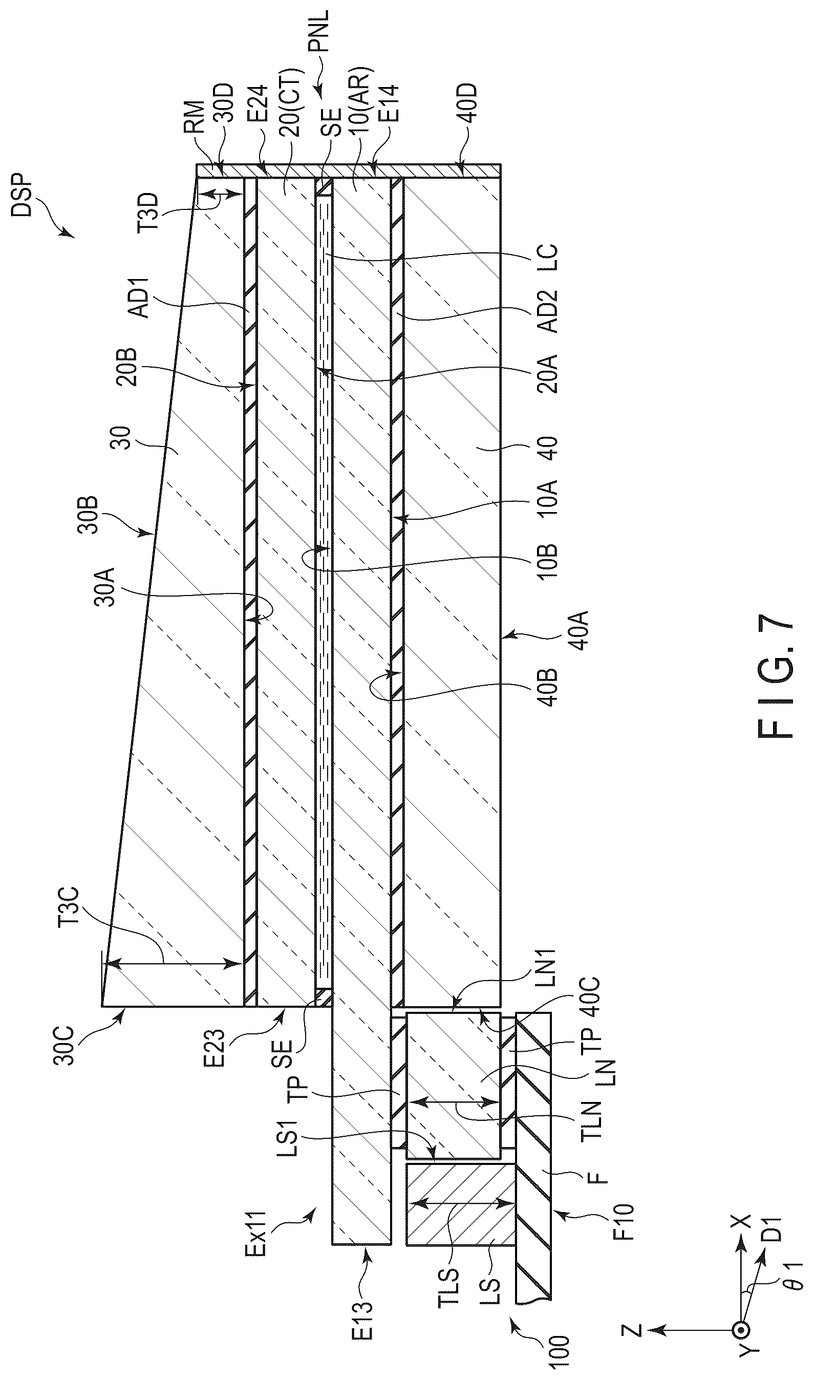 Patent US12105369 Figure 7 – Display device and cover glass