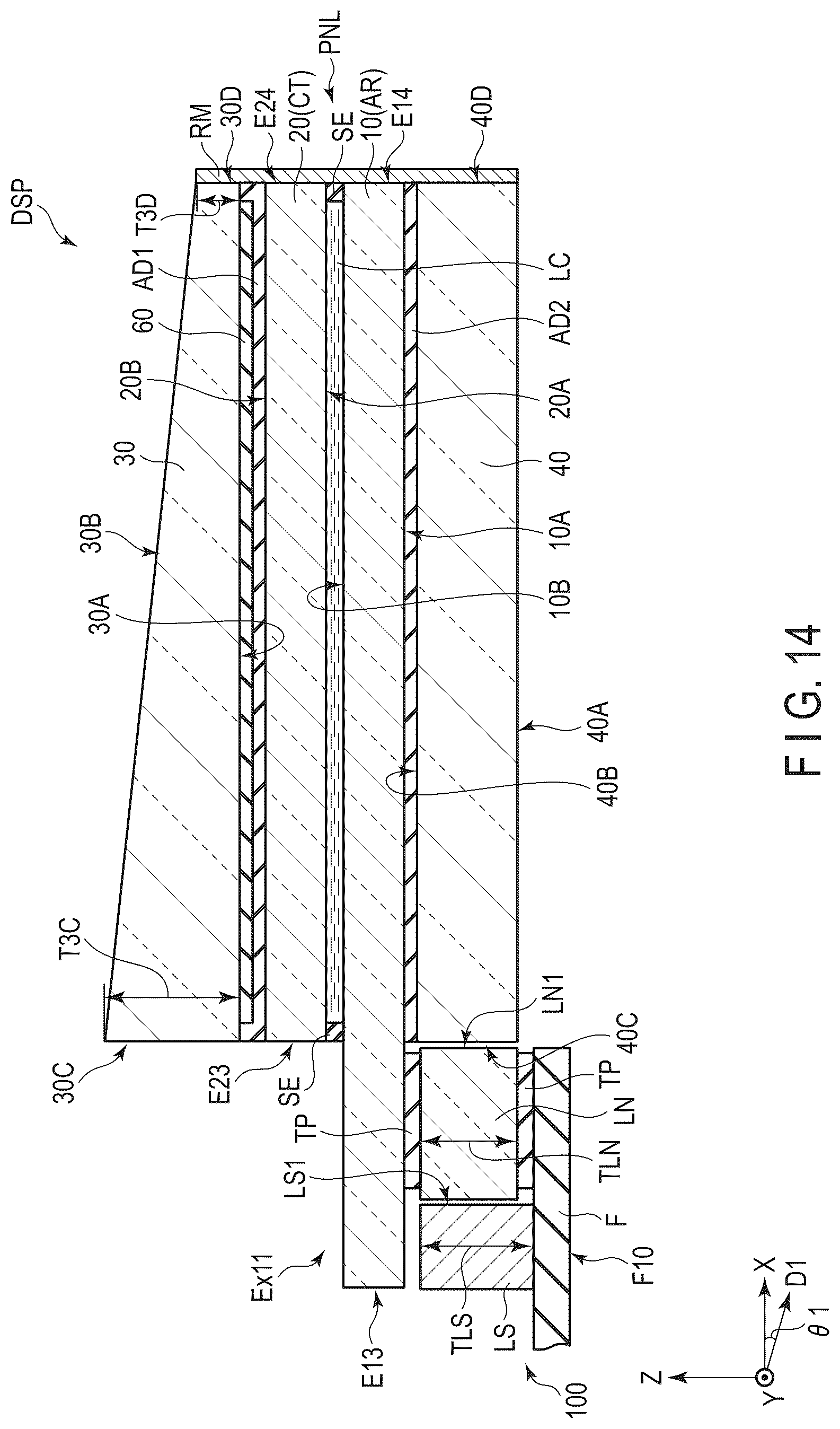 Patent US12105369 Figure 14 – Display device and cover glass