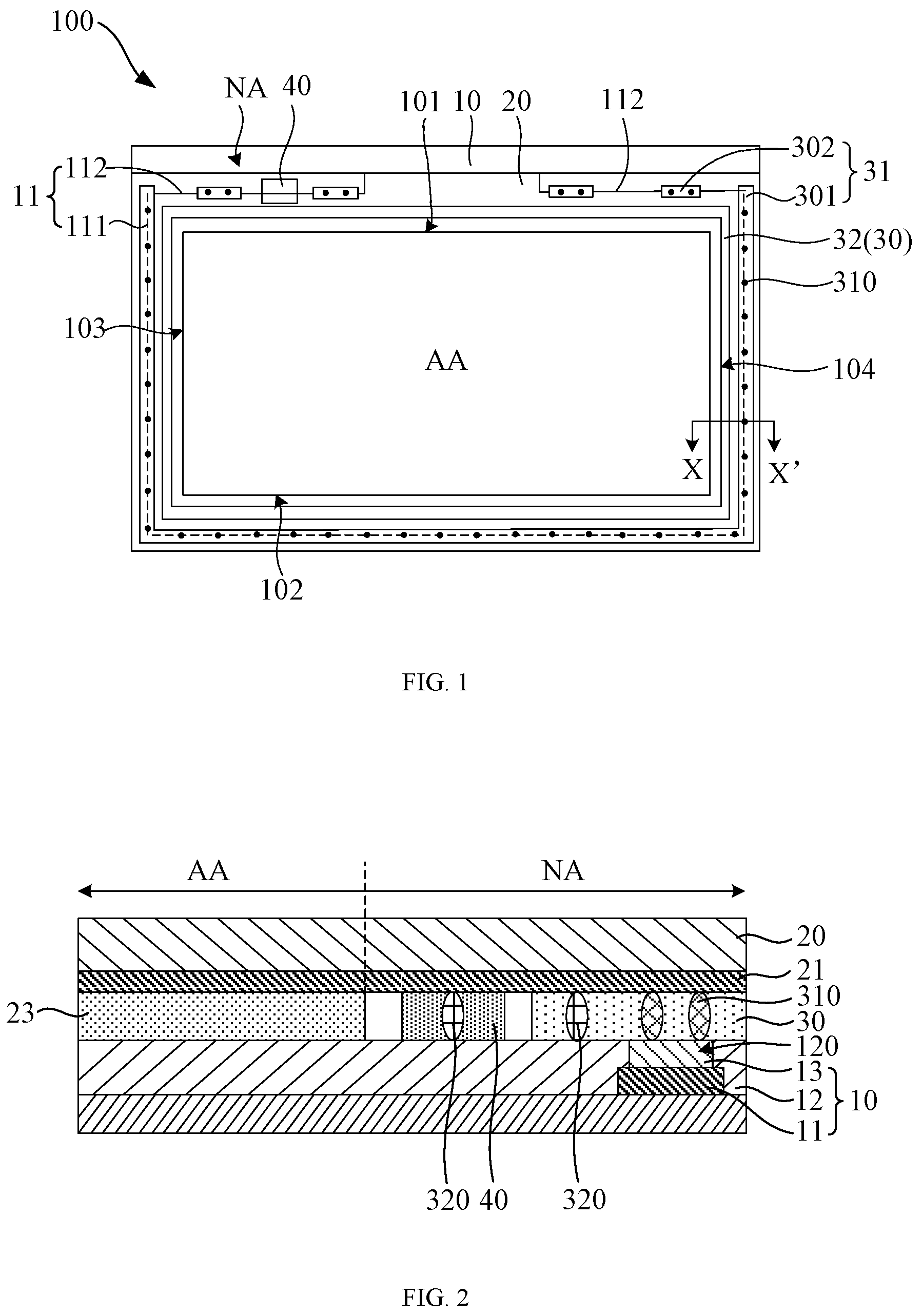 Patent US12105381 — Display panel and manufacturing method thereof — Figure 1