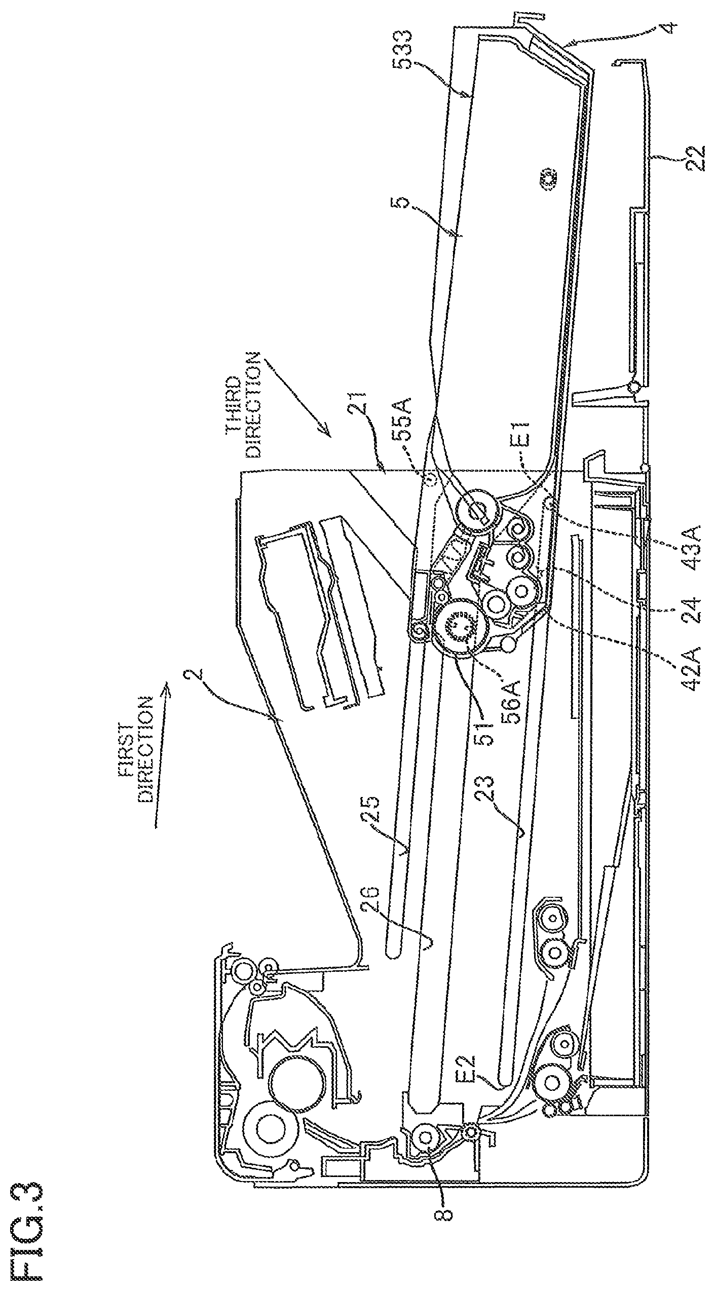 Patent US12105456 Figure 3 – Image forming device having drawer