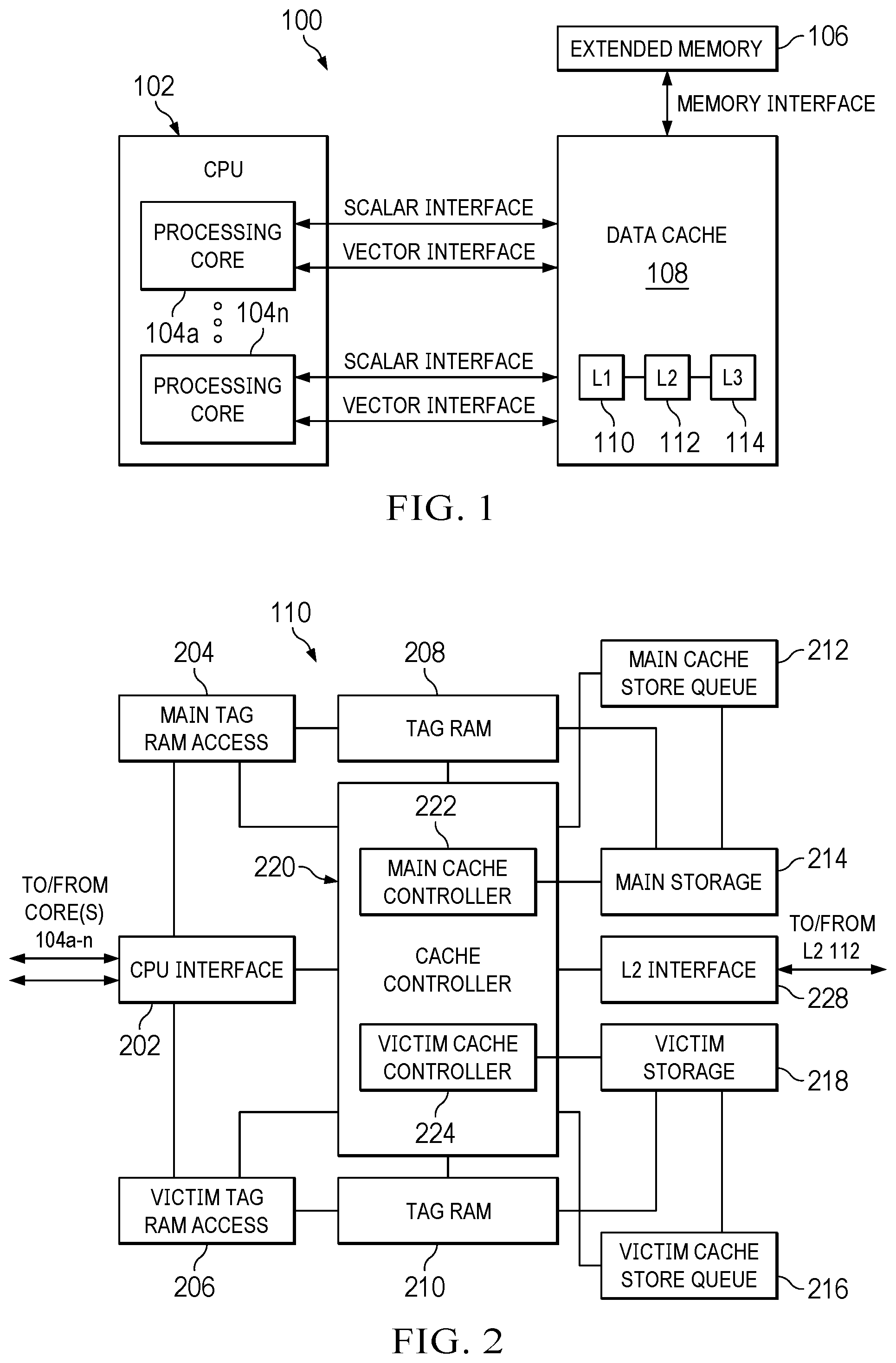 Patent US12105640 — Methods and apparatus for eviction in dual datapath victim cache system — Figure 1