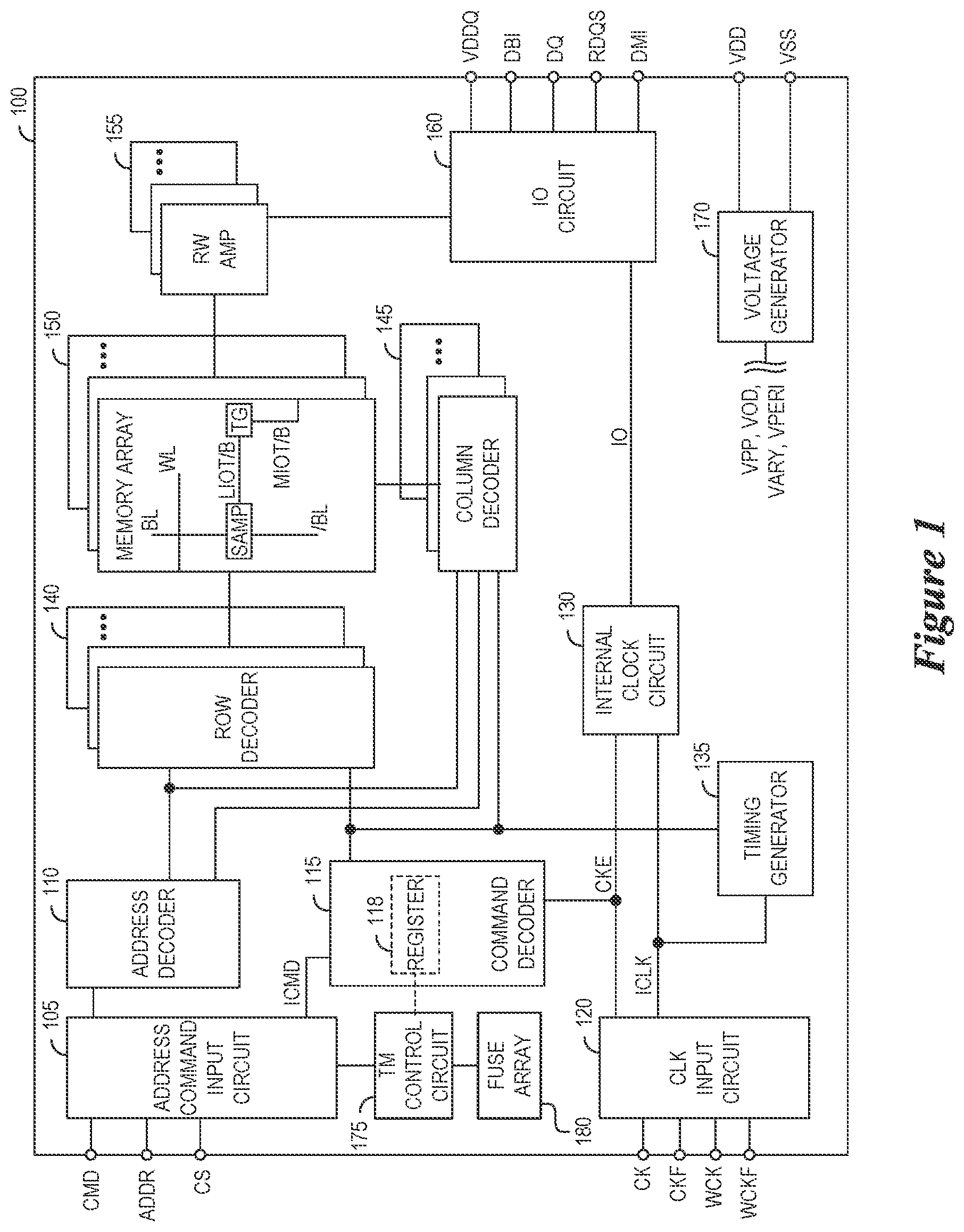 Patent US12105644 — Semiconductor device with secure access key and associated methods and systems — Figure 1
