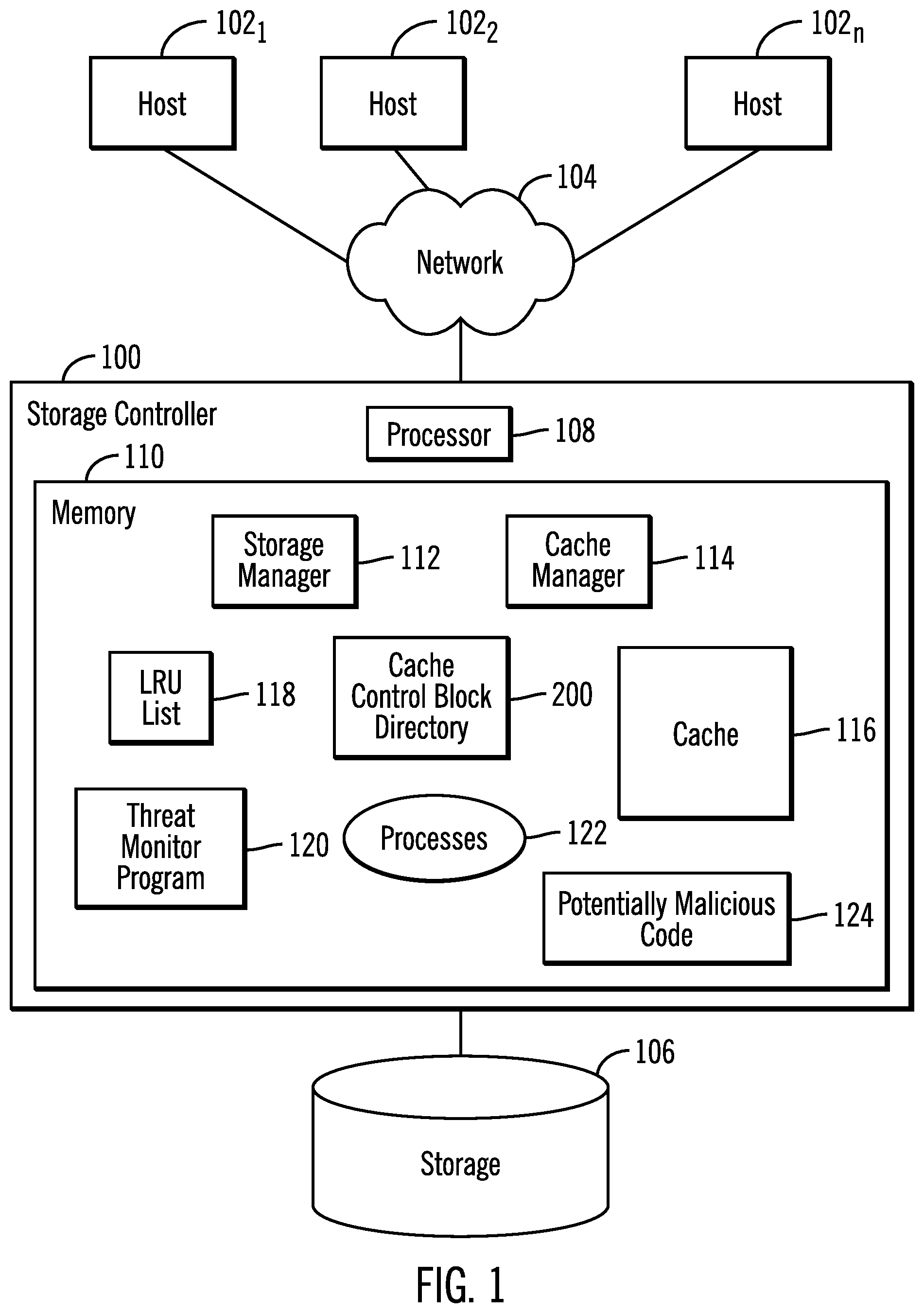 Patent US12105800 — Using trap cache segments to detect malicious processes — Figure 1