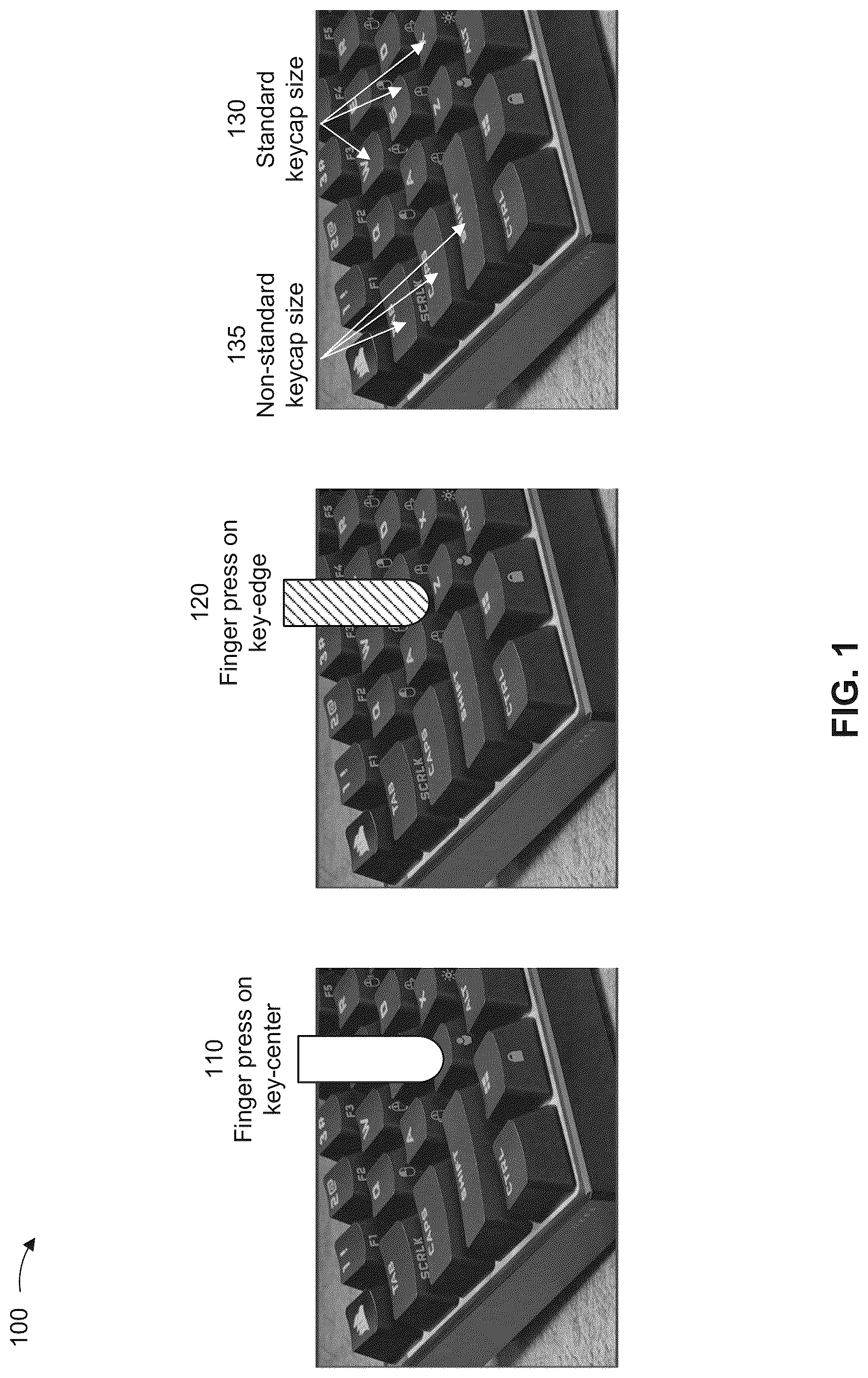 Patent US12105881 — On-screen keyboard user interface with context-aware haptic feedback — Figure 1