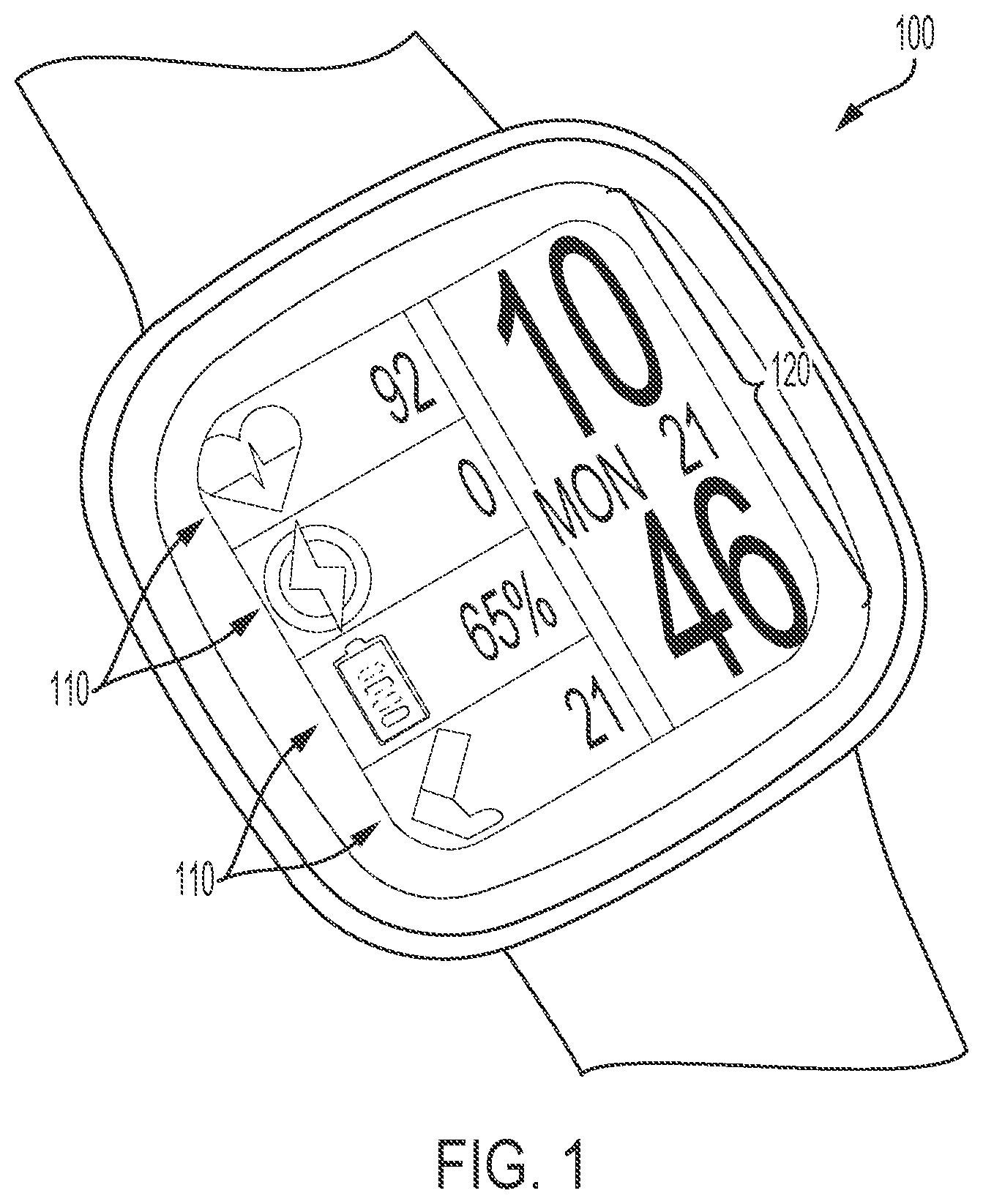 Patent US12105885 Figure 1 – Touch control of wearable devices