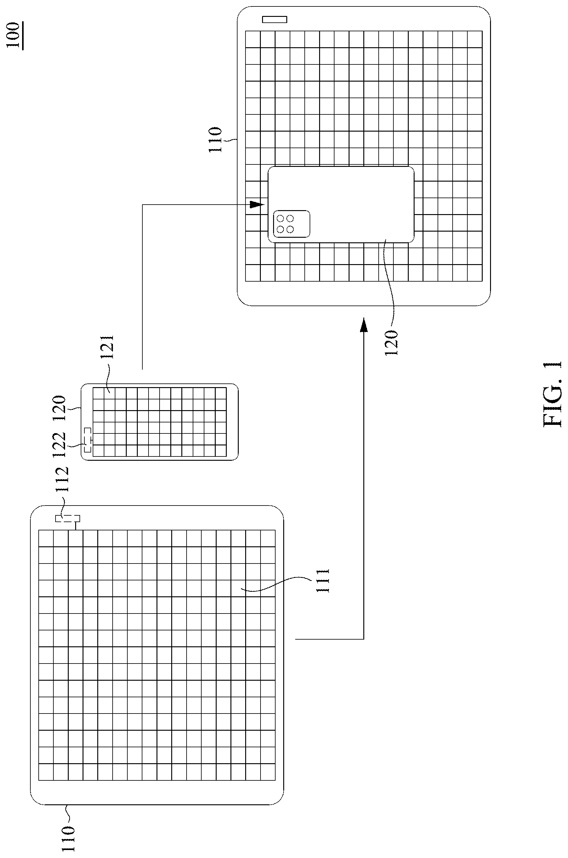 Patent US12105908 — Transmission system of cooperating touch devices — Figure 1