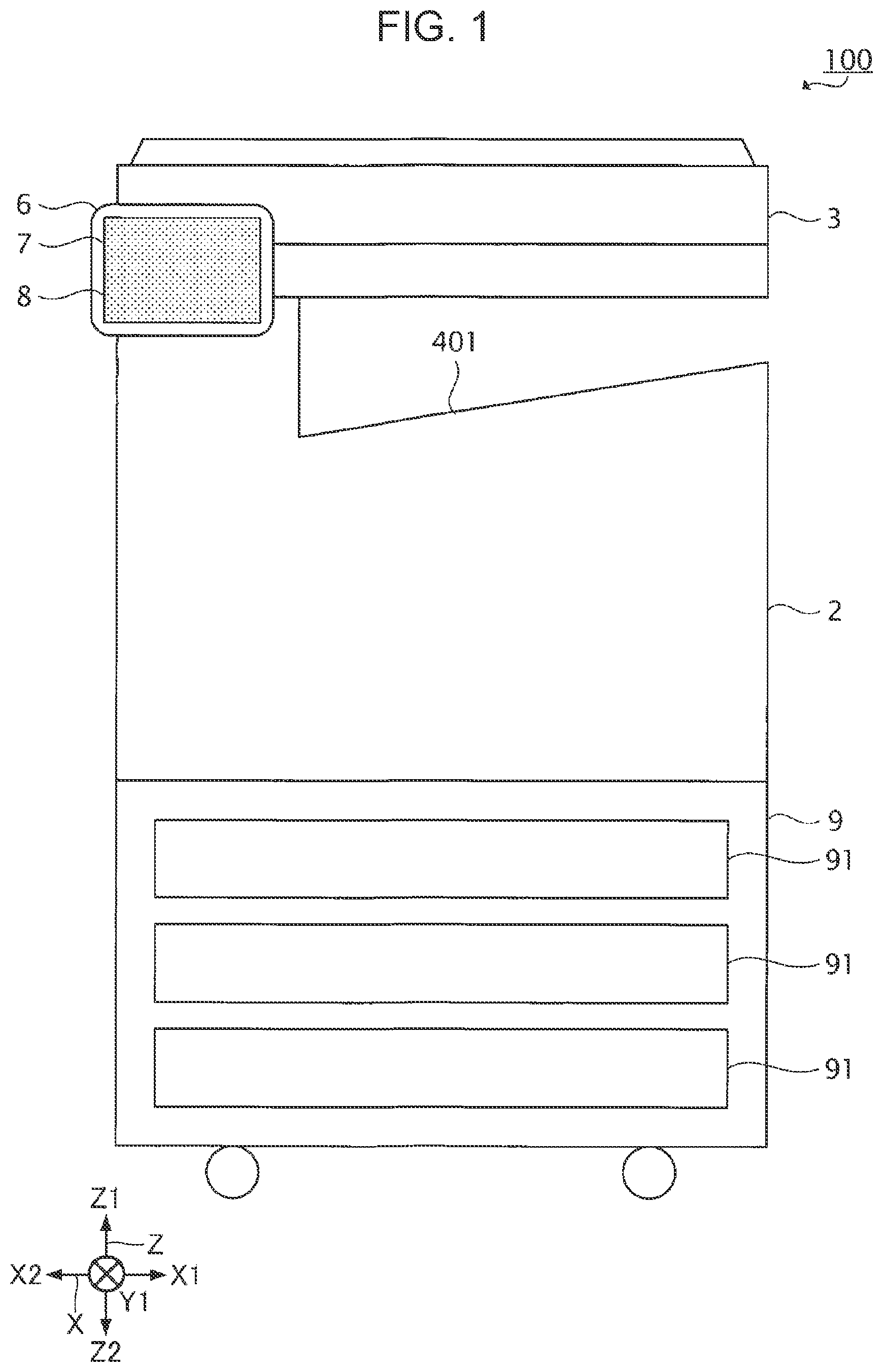 Patent US12105921 — Image forming apparatus, jig used for operating image forming apparatus, and electronic device — Figure 1
