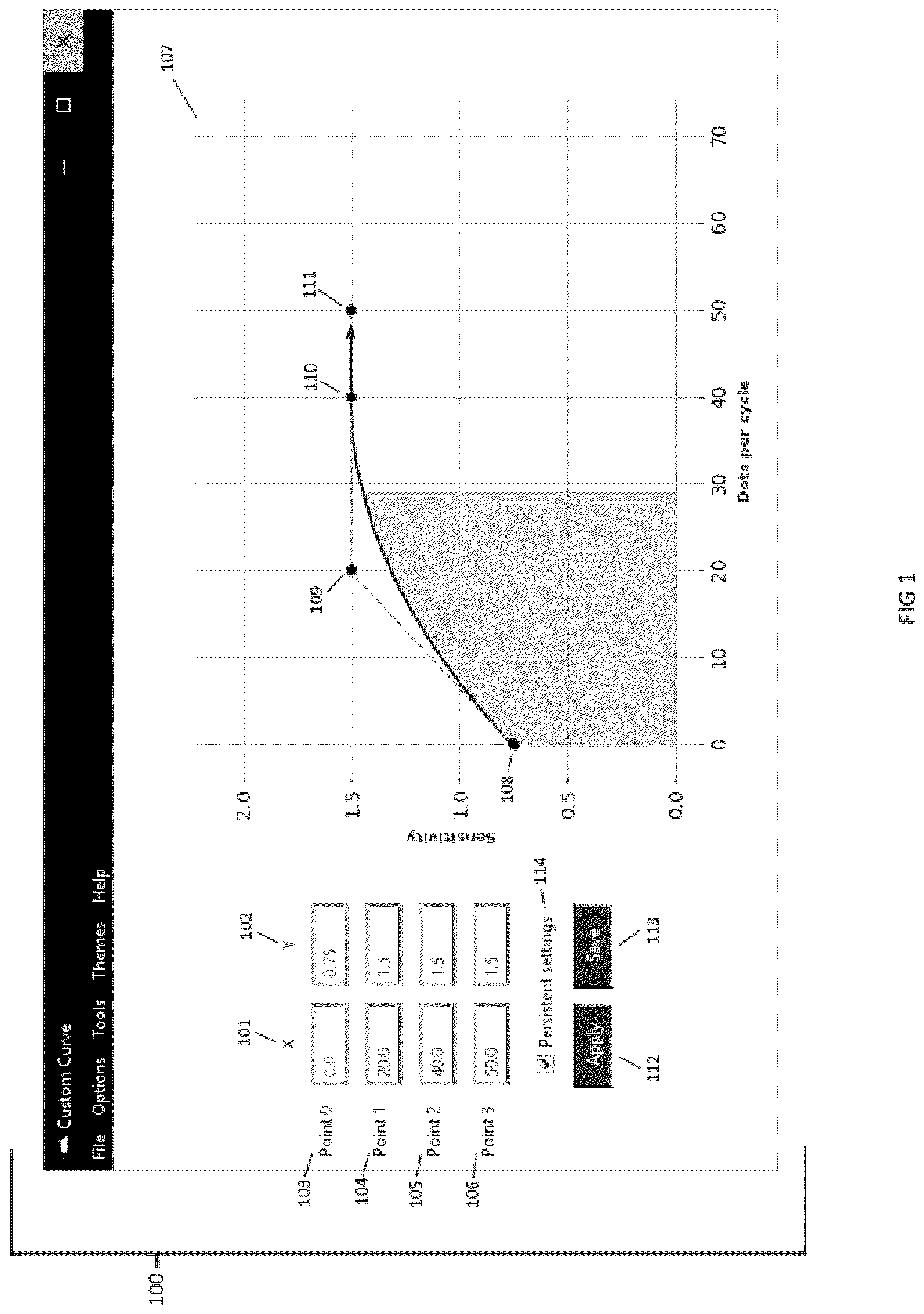 Patent US12105945 — System and method for alteration of and interpretation of data from input devices — Figure 1