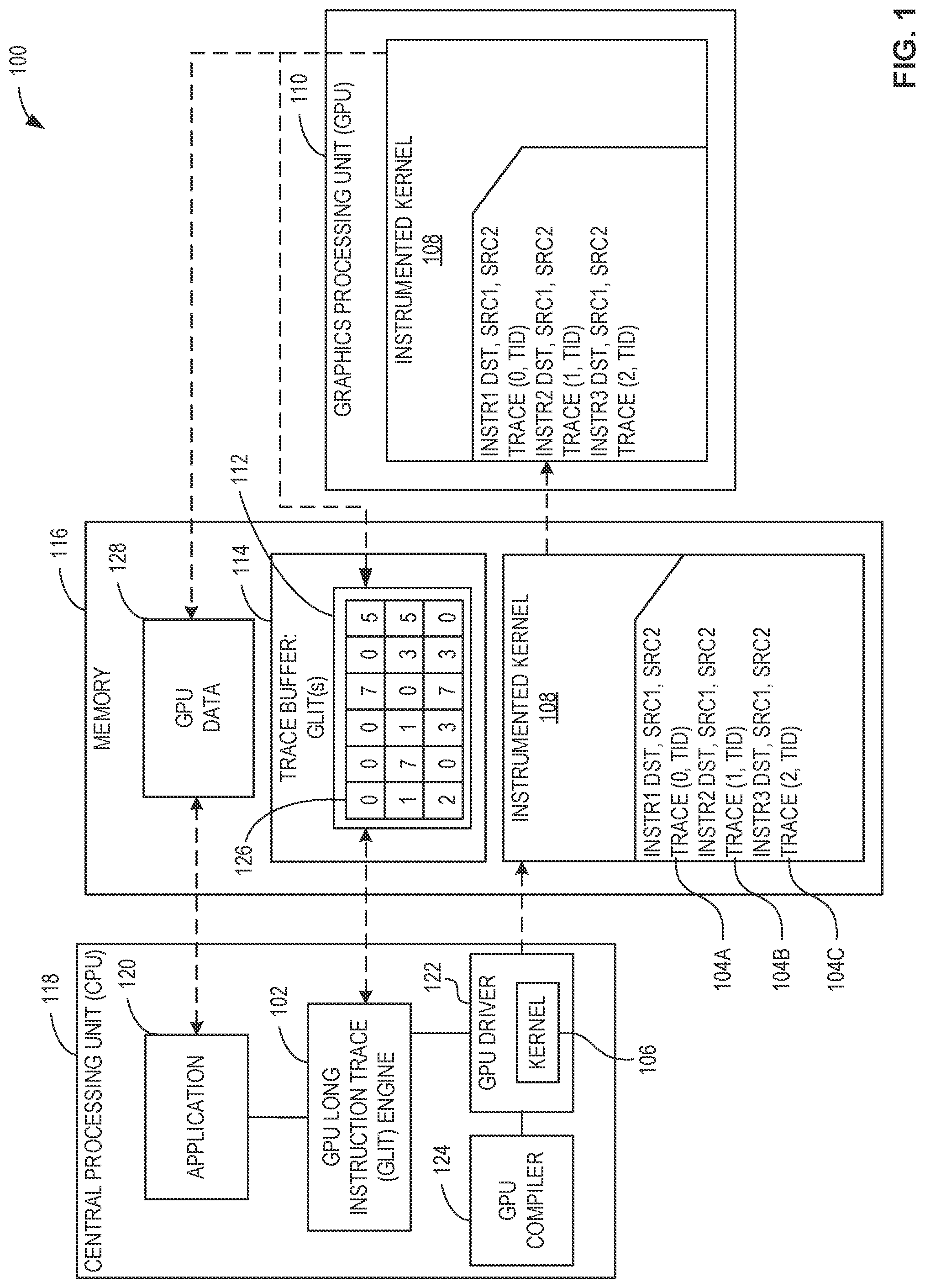 Patent US12106112 — Methods and apparatus to generate graphics processing unit long instruction traces — Figure 1