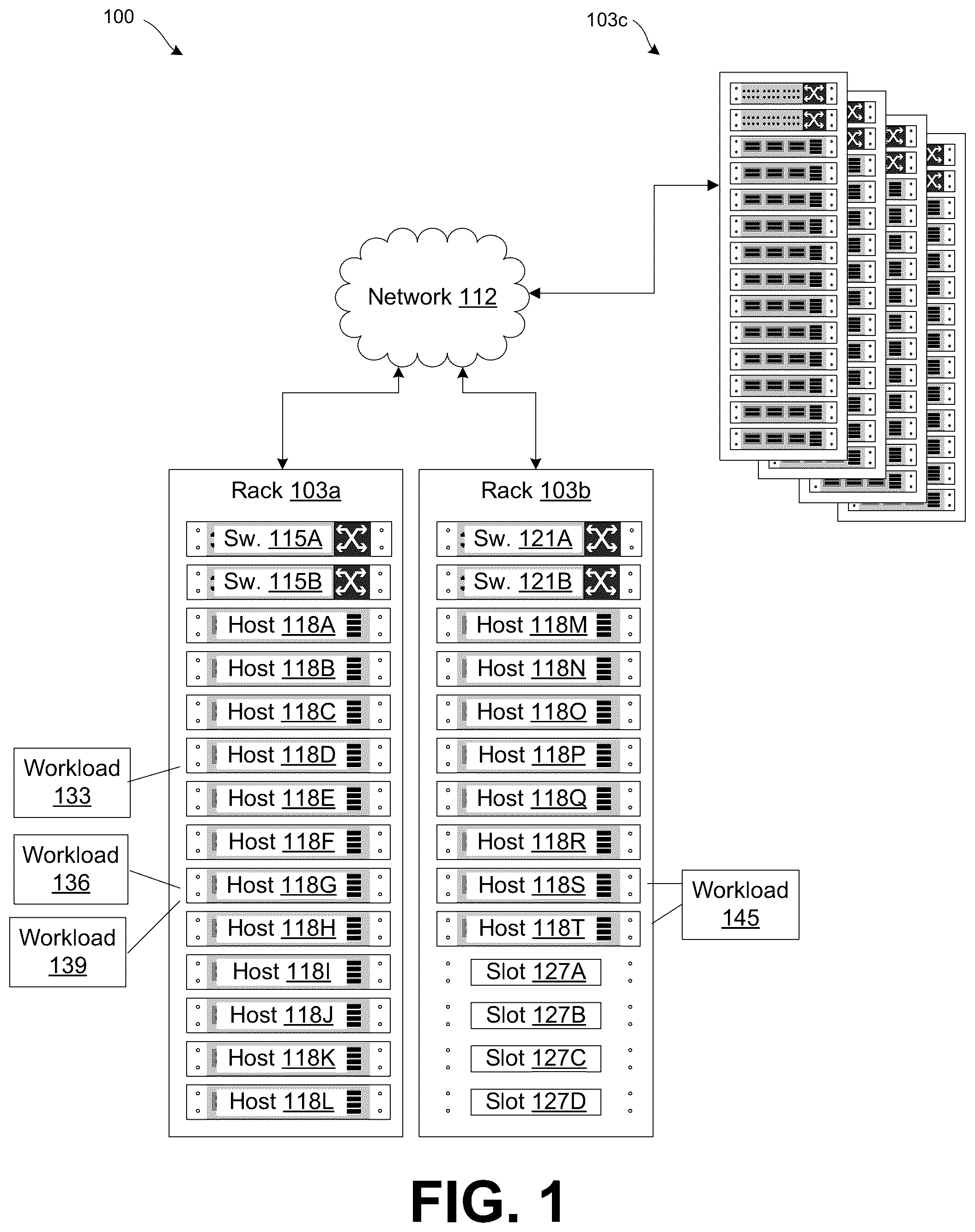 Patent US12106203 — Neural network model for predicting usage in a hyper-converged infrastructure — Figure 1