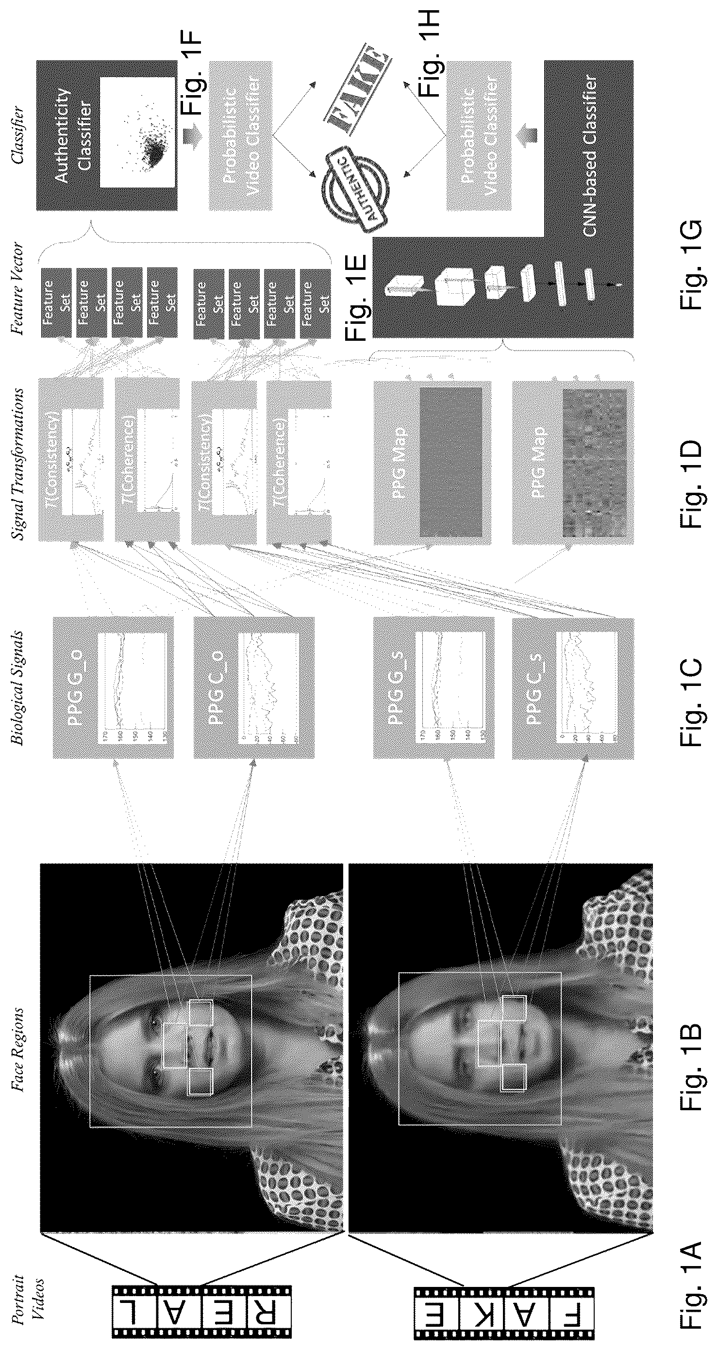 Patent US12106216 — Fakecatcher: detection of synthetic portrait videos using biological signals — Figure 1