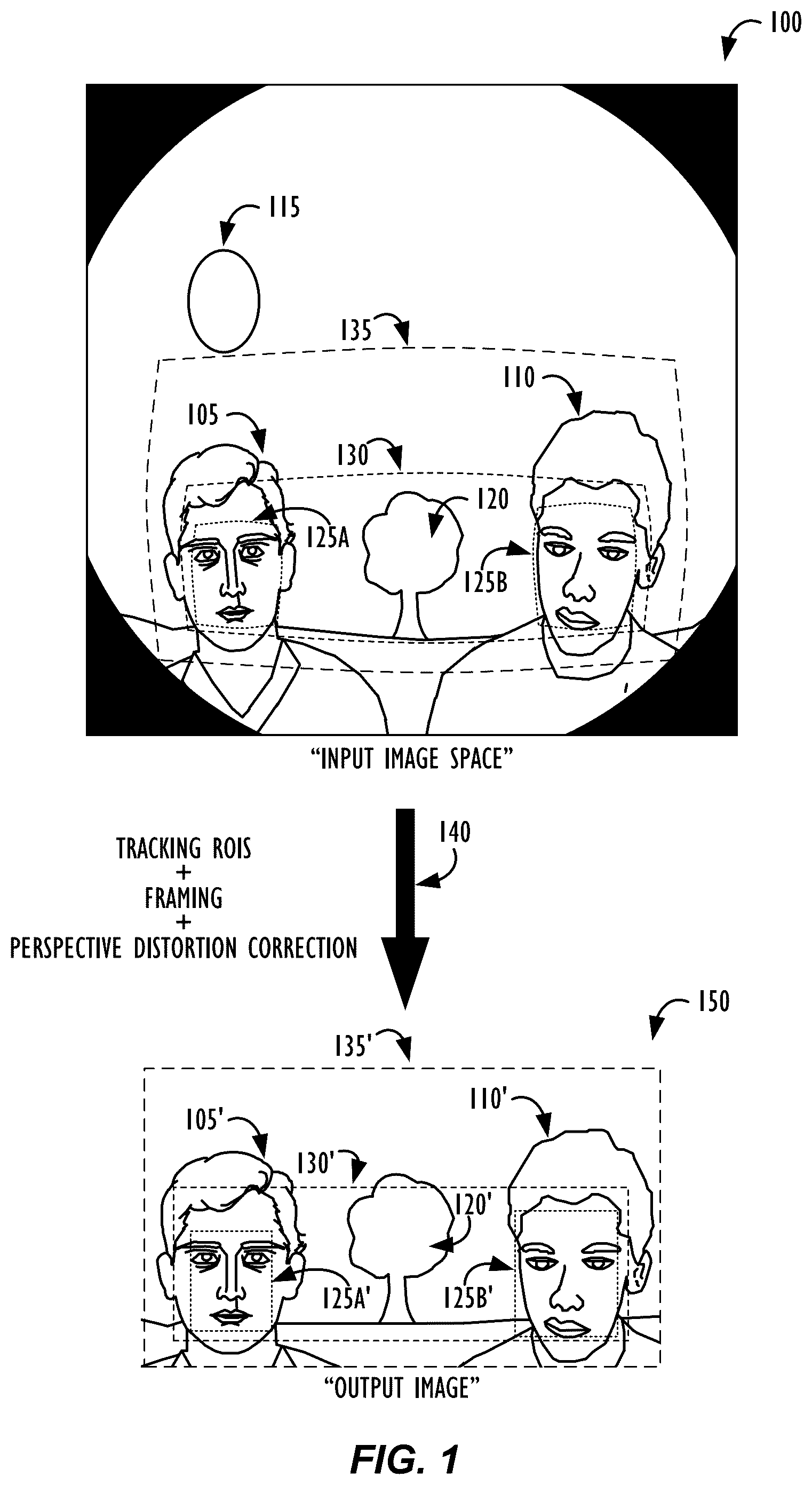 Patent US12106534 Figure 1 – Cinematic image framing for wide field of view (FOV) cameras