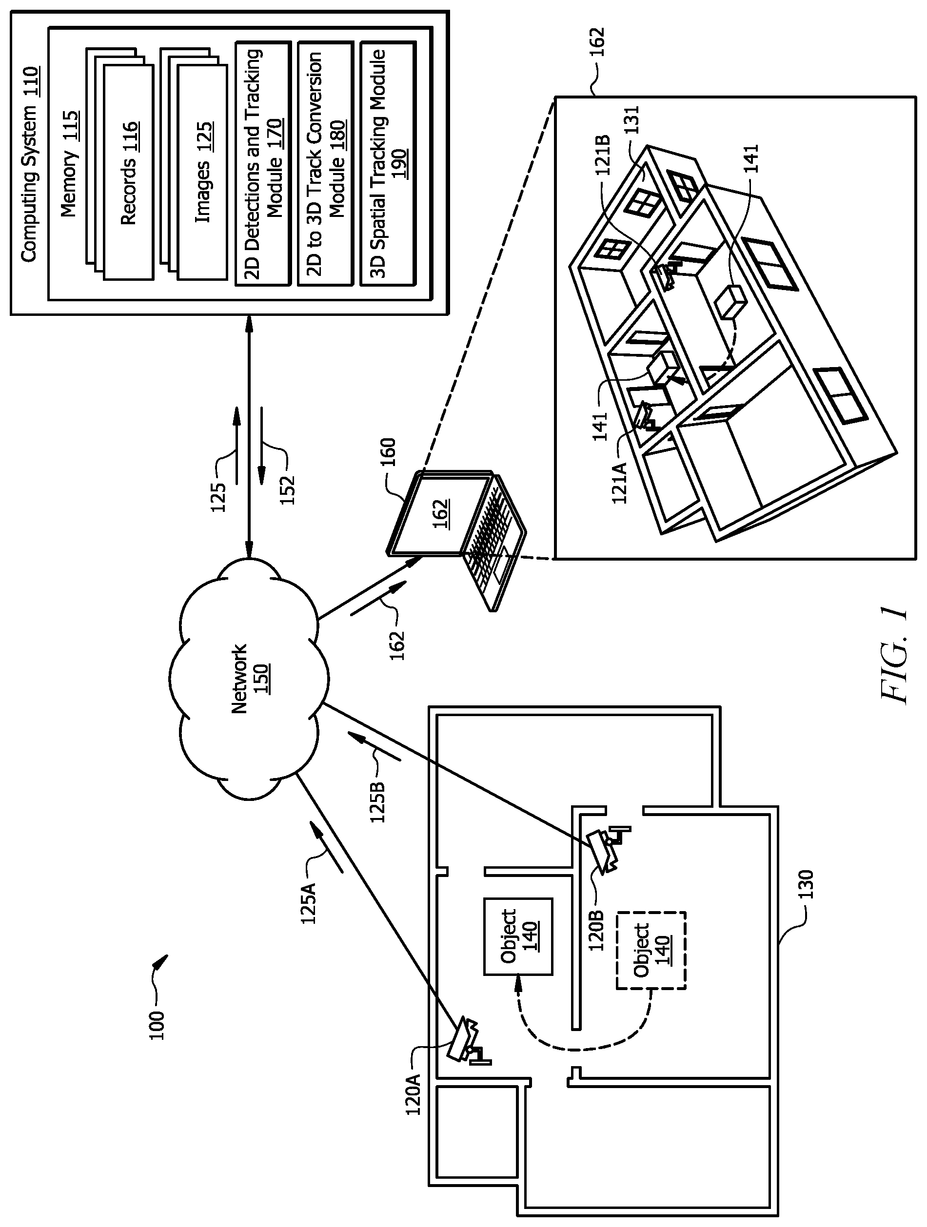 Patent US12106569 Figure 1 – Tracking two-dimensional objects in a three-dimensional coordinate space