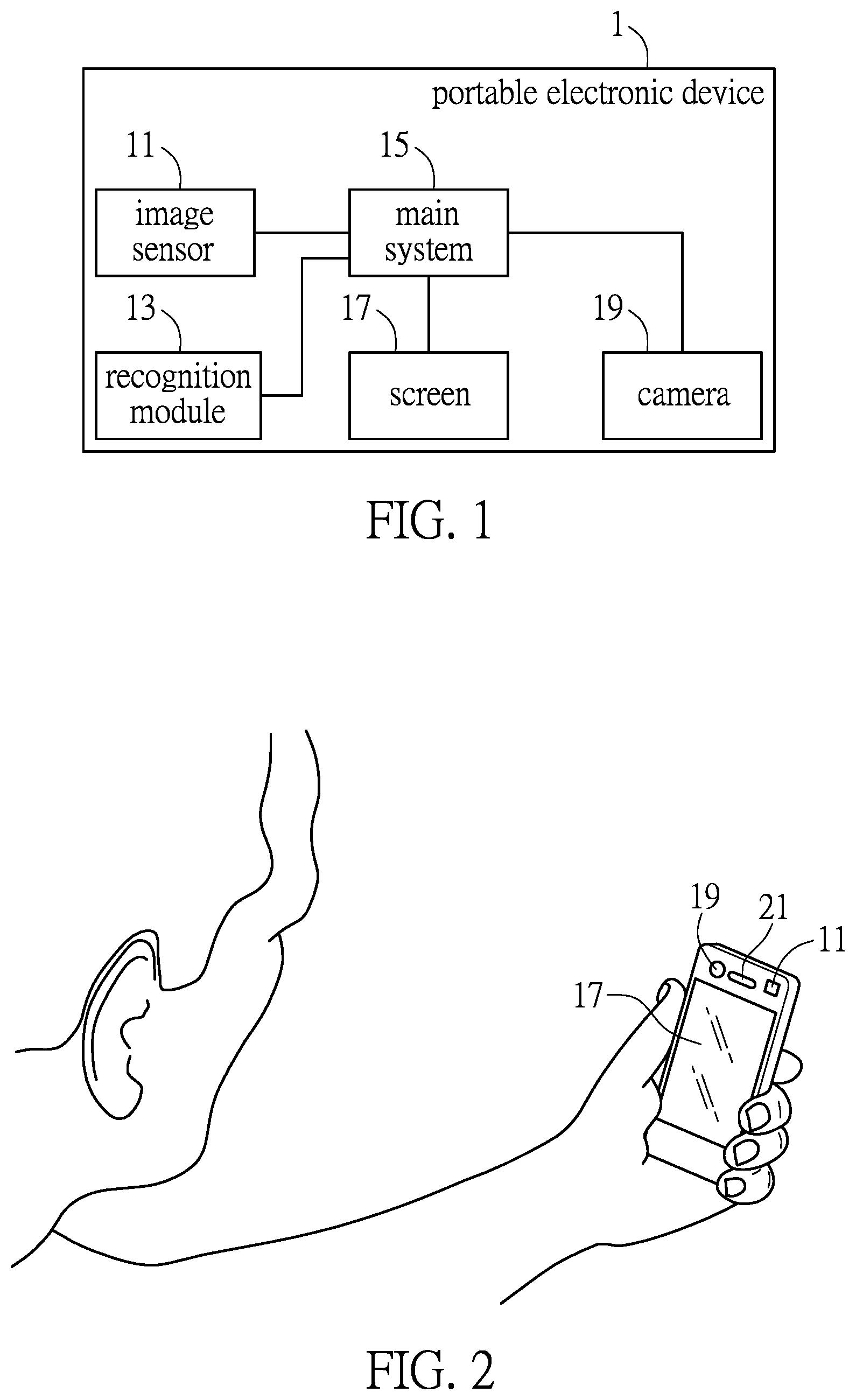 Patent US12106605 — Portable electronic device and operation method — Figure 1