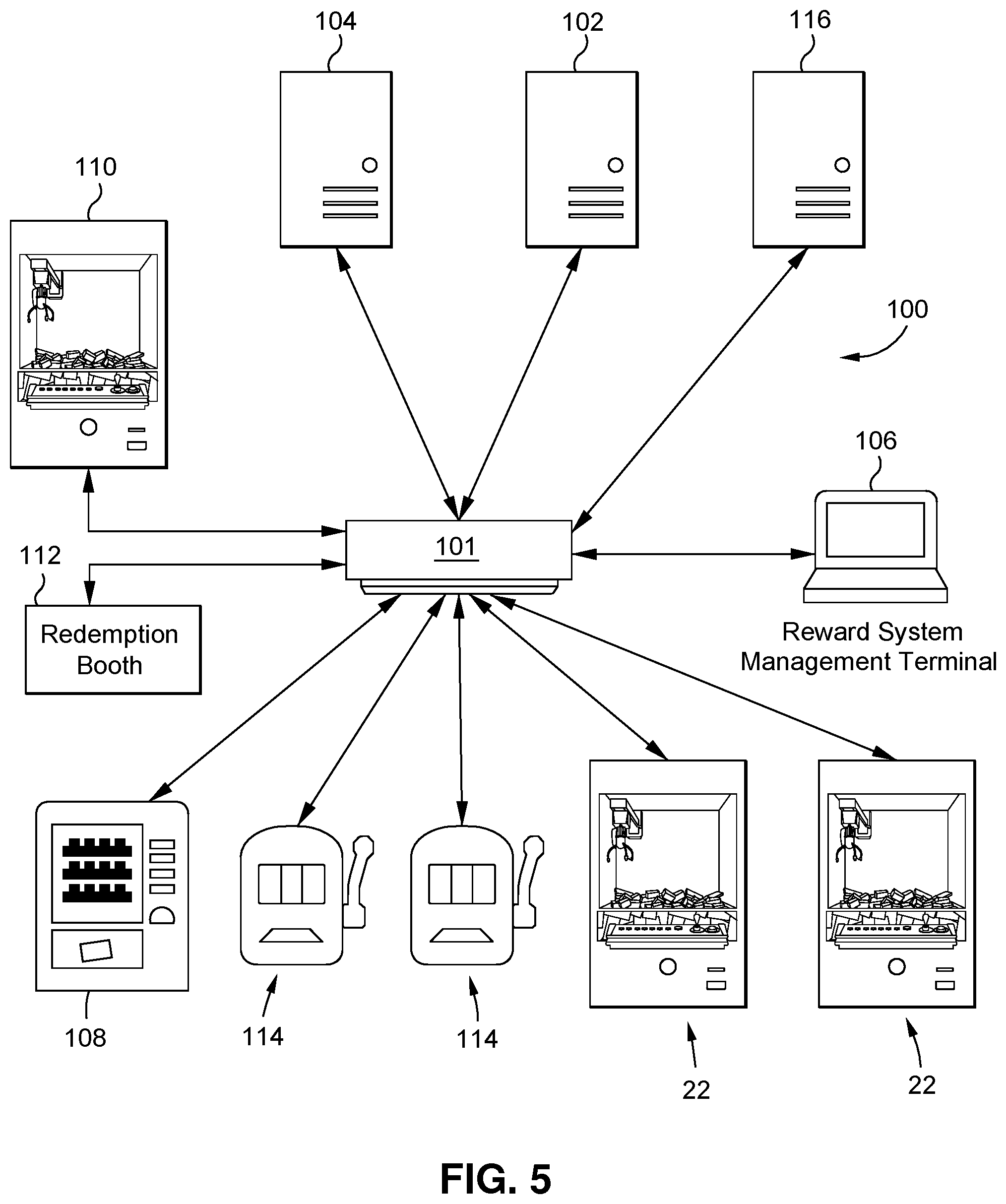 Patent US12106626 Figure 8 – System and method for awarding rewards to players of gaming machines via automated prize redemption centers