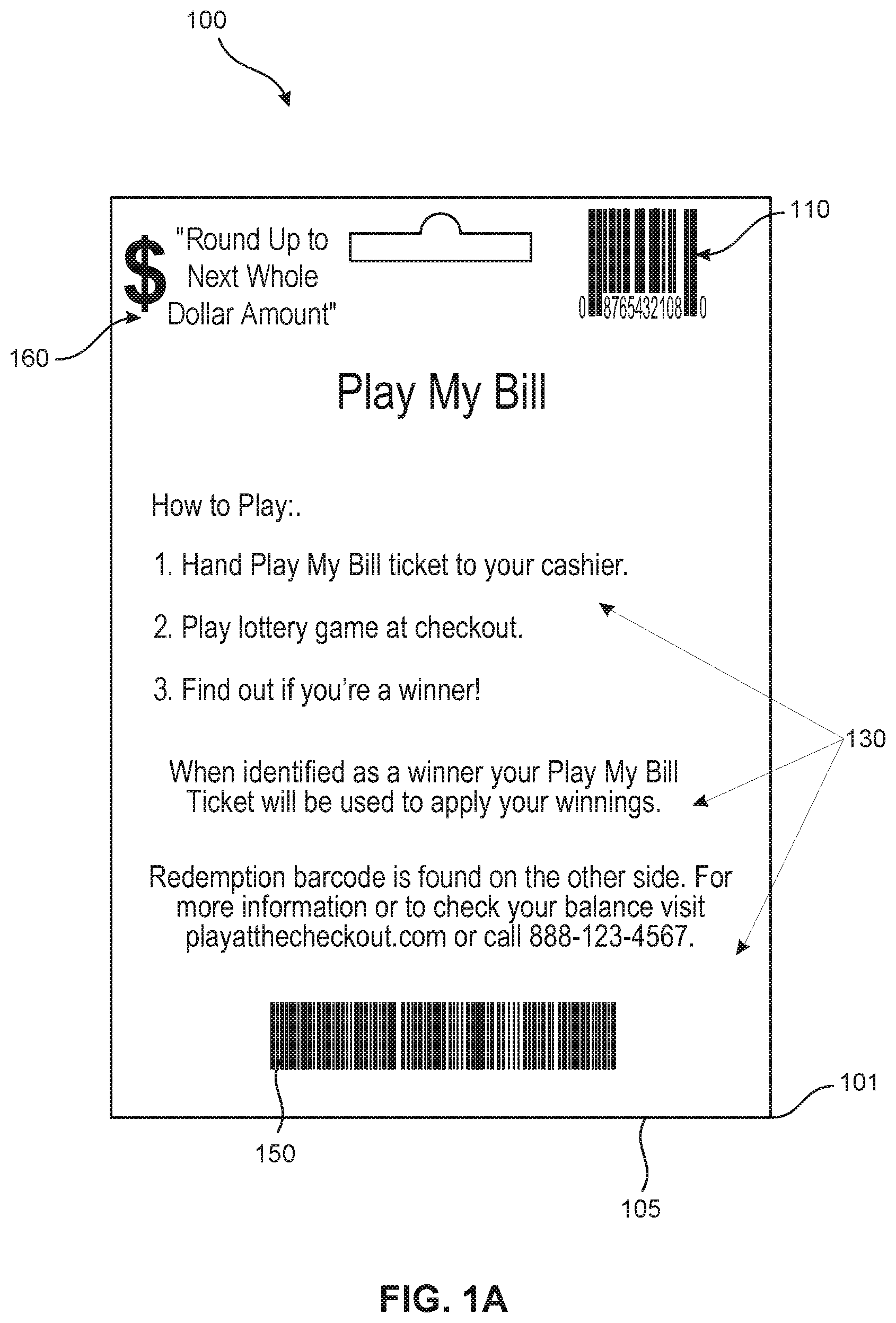 Patent US12106637 Figure 1 – Play my bill retail lottery game