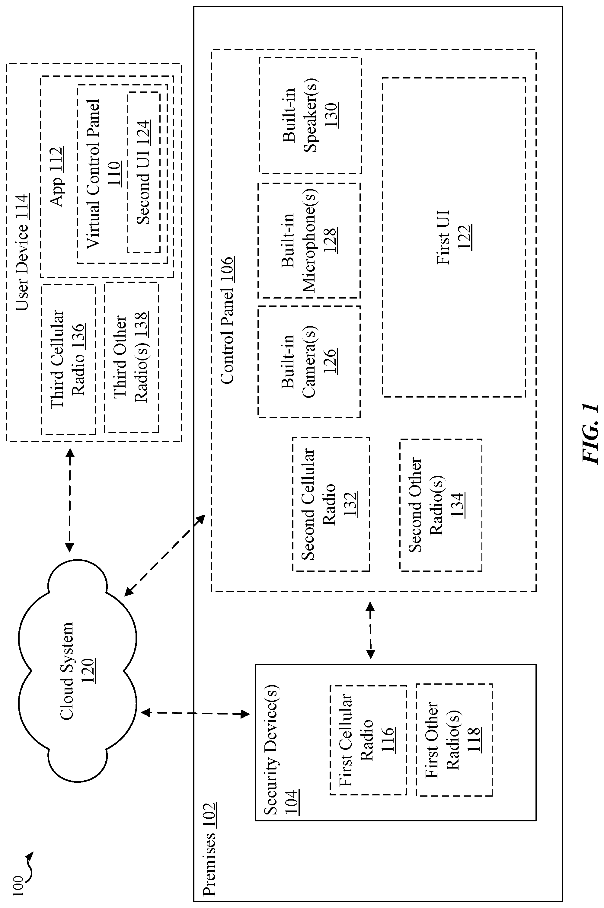 Patent US12106646 — Security / automation system control panel with active microphones — Figure 1