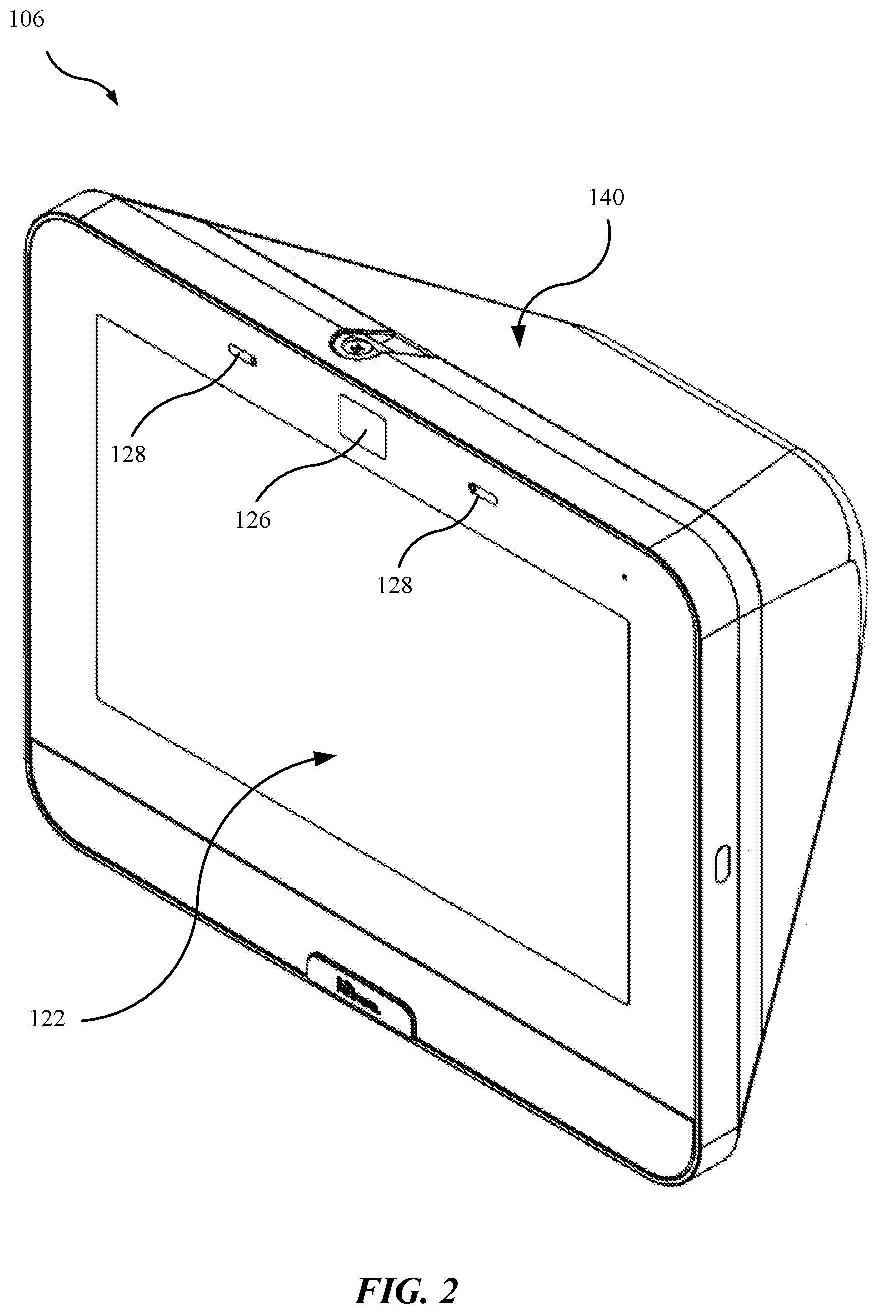 Patent US12106646 Figure 2 – Security / automation system control panel with active microphones