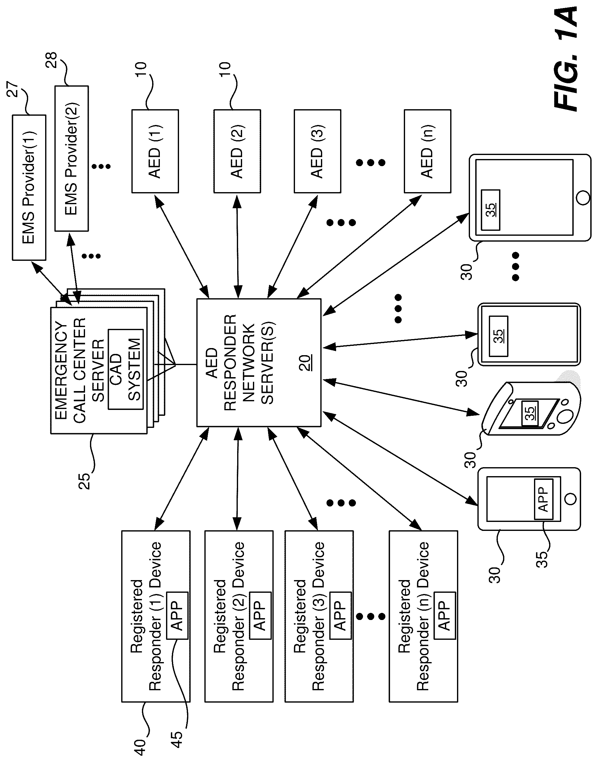 Patent US12106650 Figure 1 – PSAP/public responder network integrations