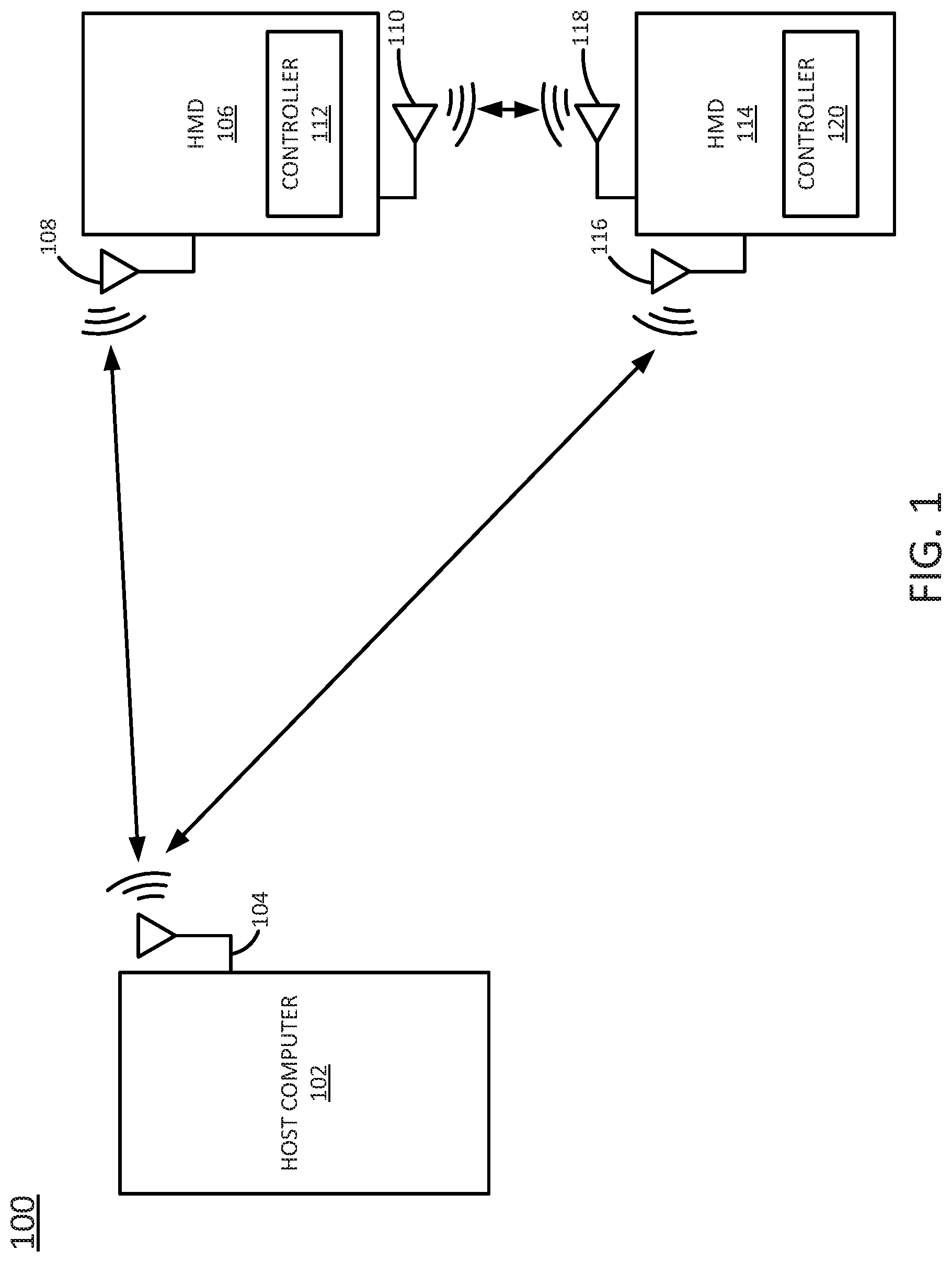 Patent US12106651 — Collision avoidance of head mounted displays — Figure 1