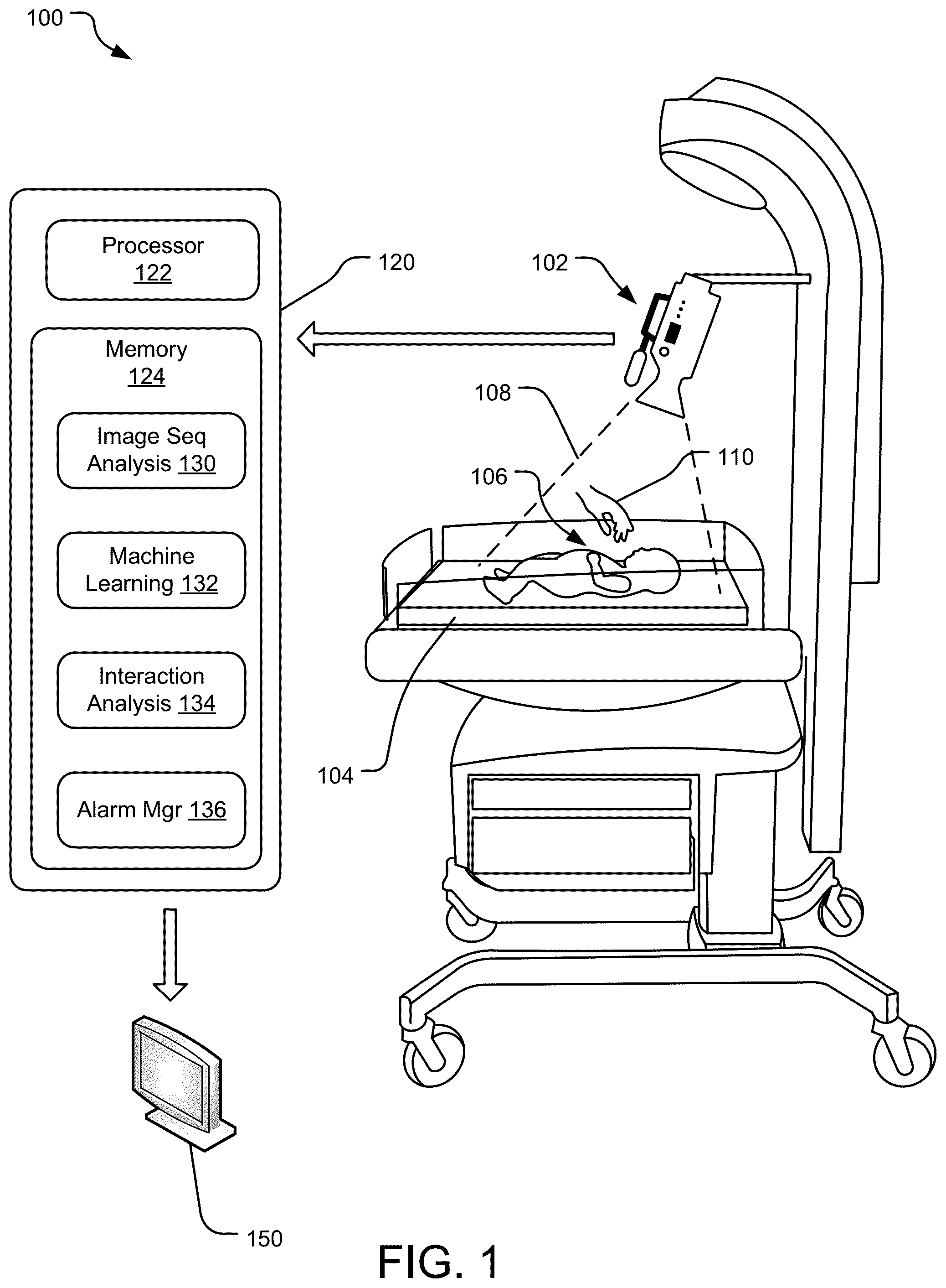 Patent US12106655 — AI-based video tagging for alarm management — Figure 1