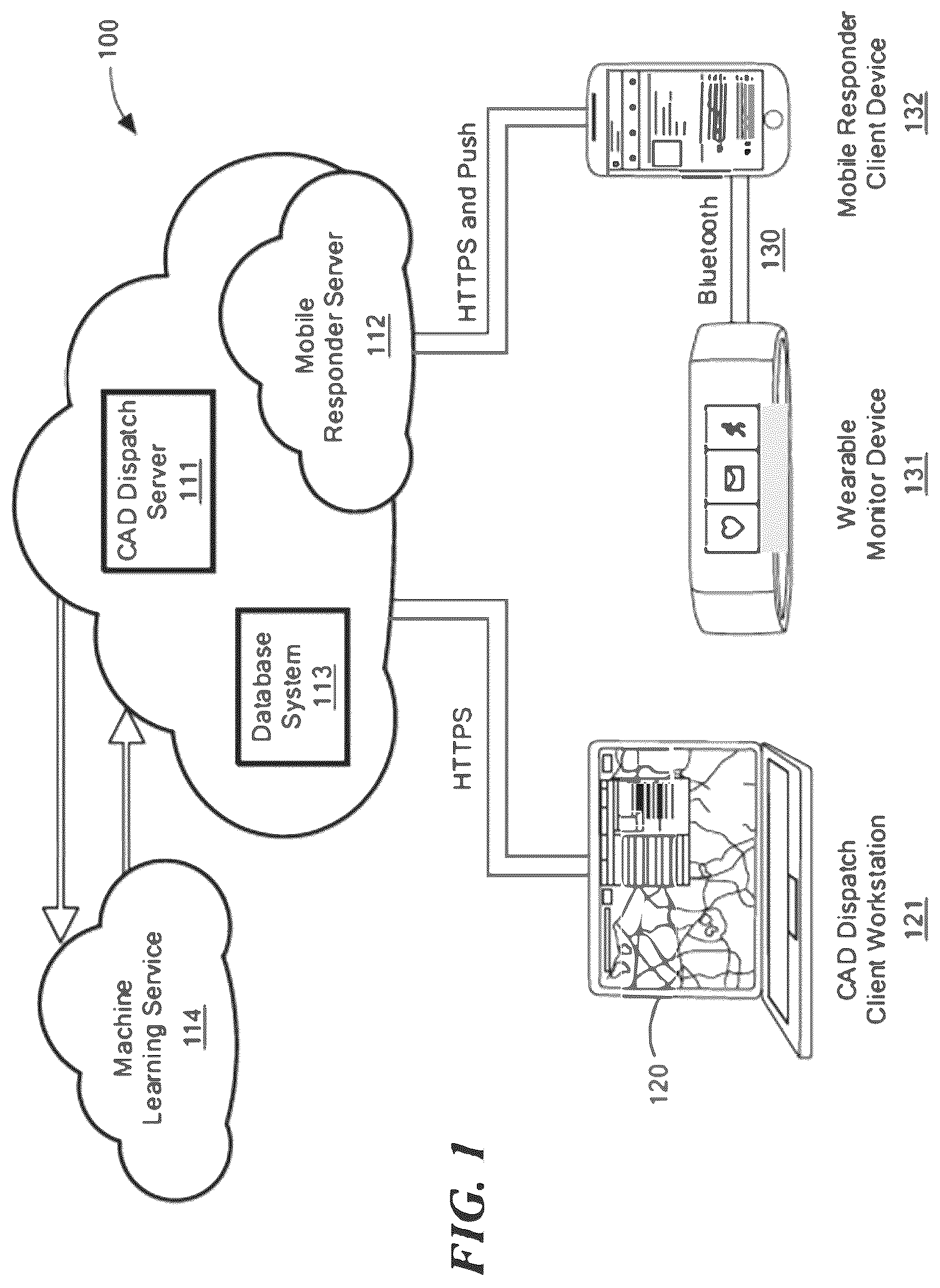 Patent US12106657 — Similarity agent for computer-aided dispatch systems — Figure 1