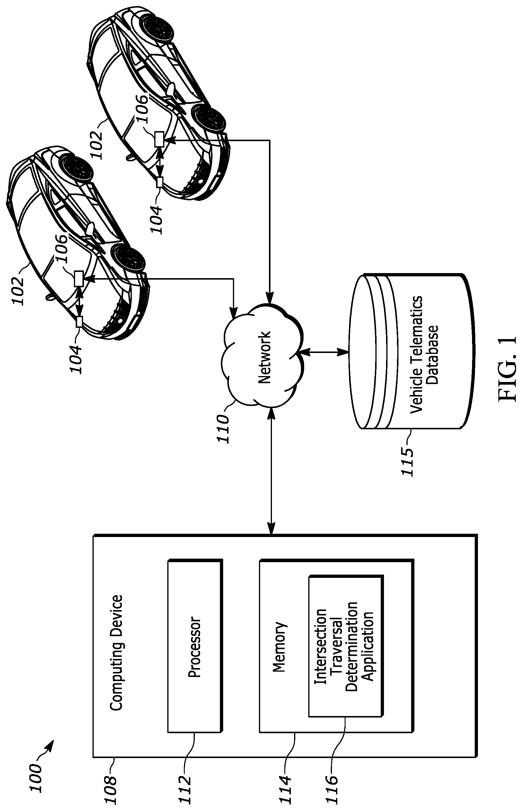 Patent US12106660 Figure 1 – High speed determination of intersection traversal without road data