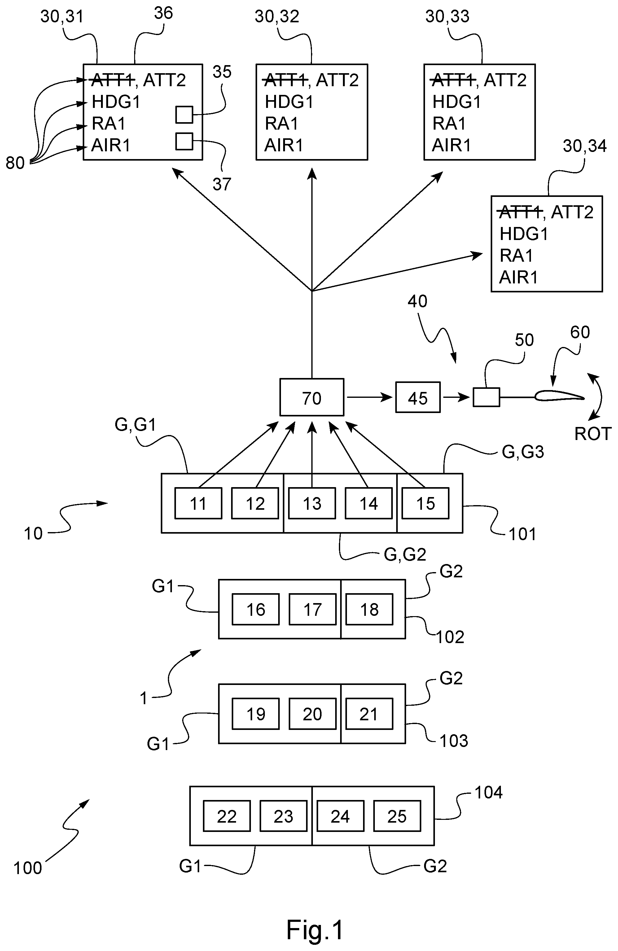 Patent US12106673 — Data display system for an aircraft — Figure 1