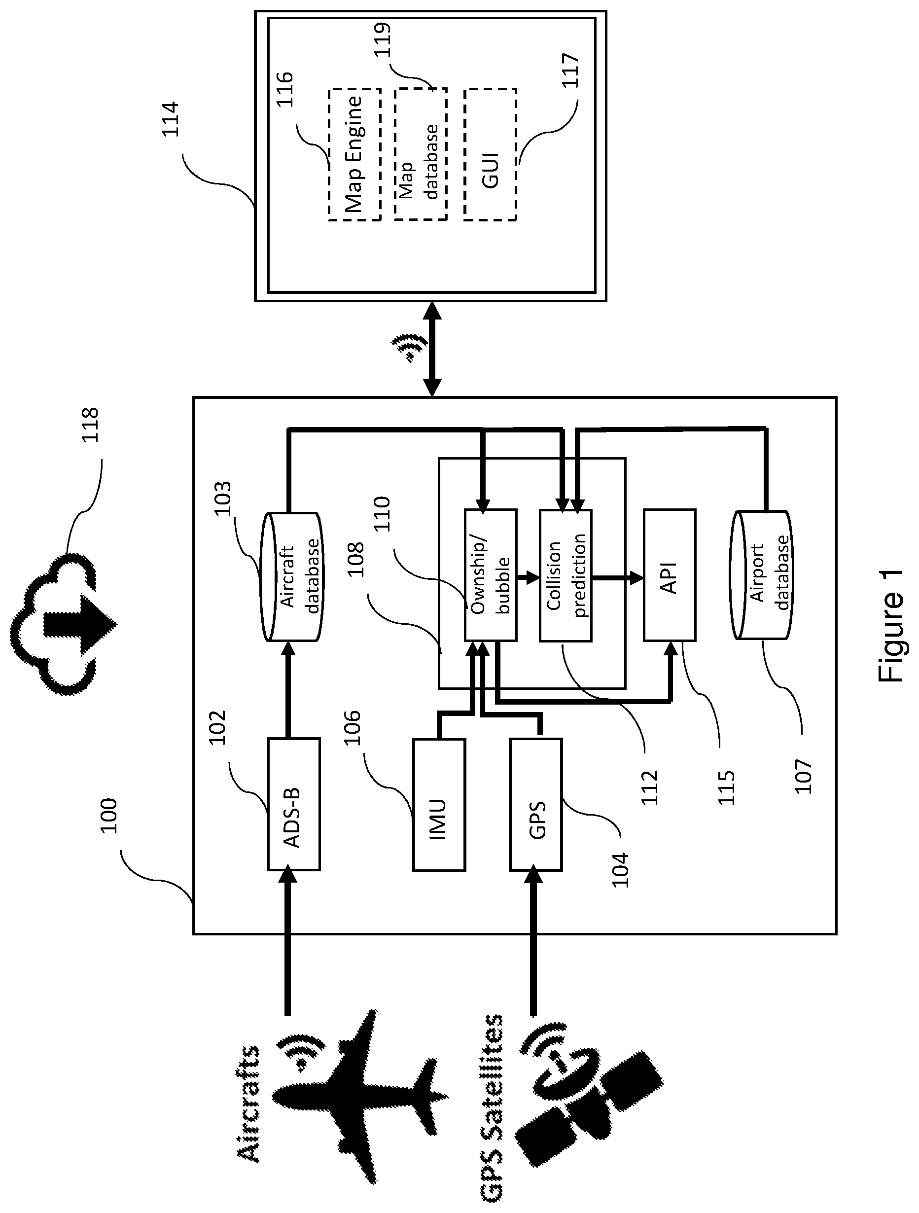 Patent US12106675 — Airport ground collision alerting system — Figure 1