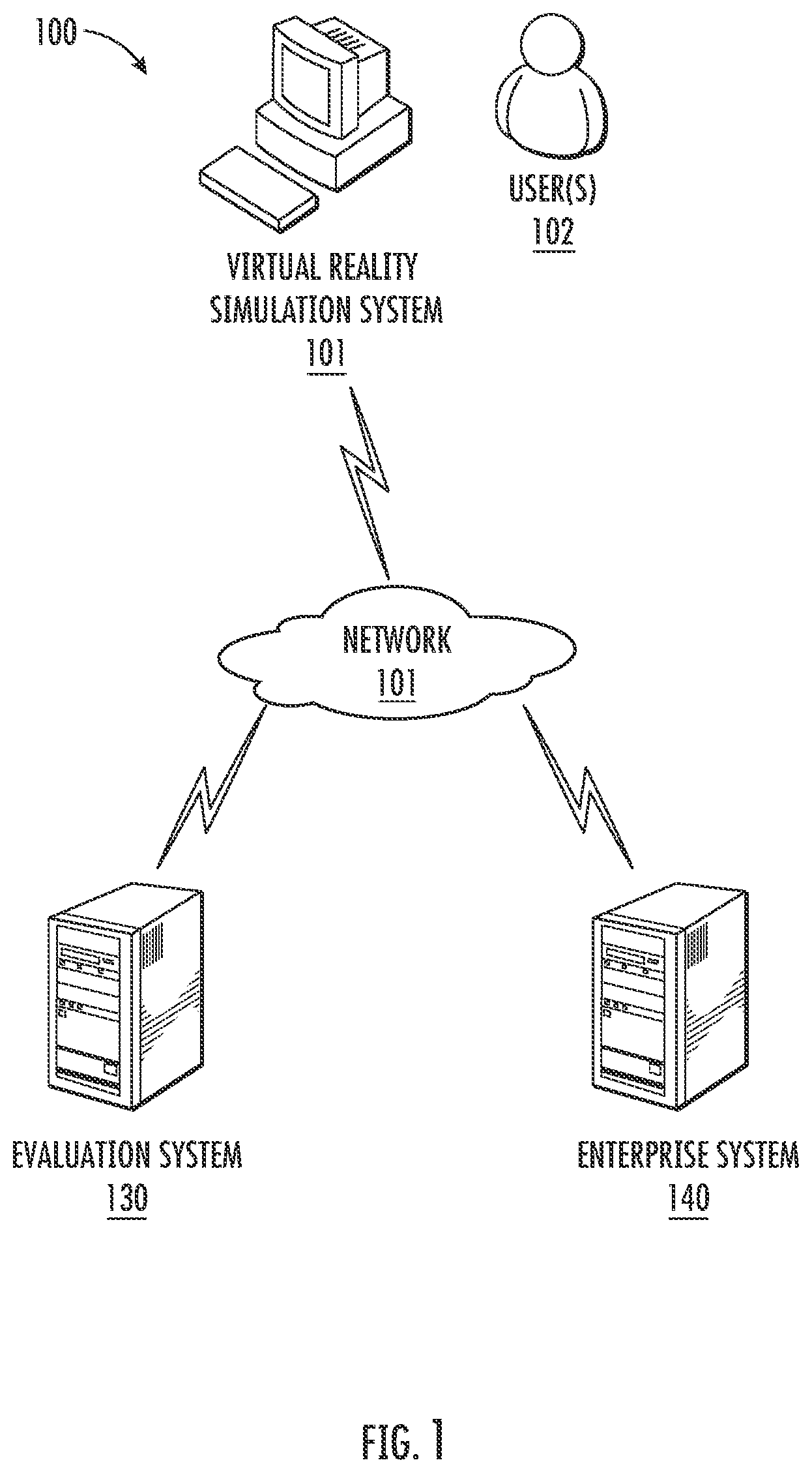 Patent US12106676 — Virtual reality training and evaluation system — Figure 1