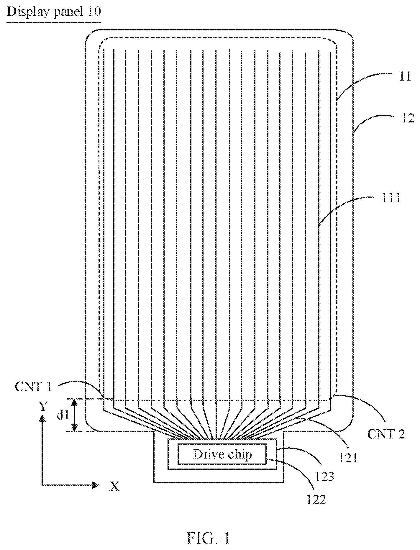 Patent US12106698 — Display panel and terminal device having drive chip for which sequence of input display data is changed — Figure 1