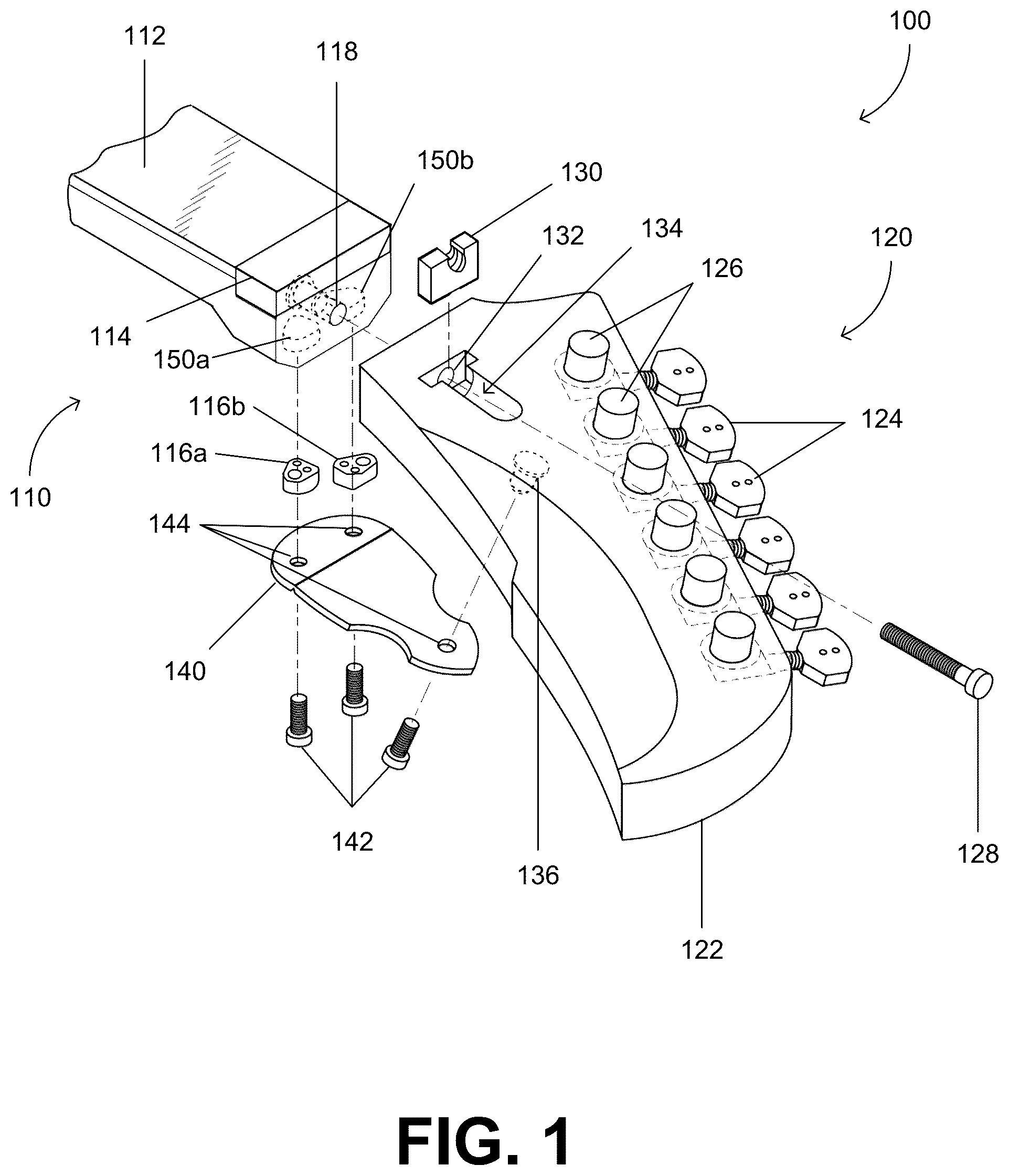 Patent US12106737 — Modular neck and headstock for stringed instruments — Figure 1