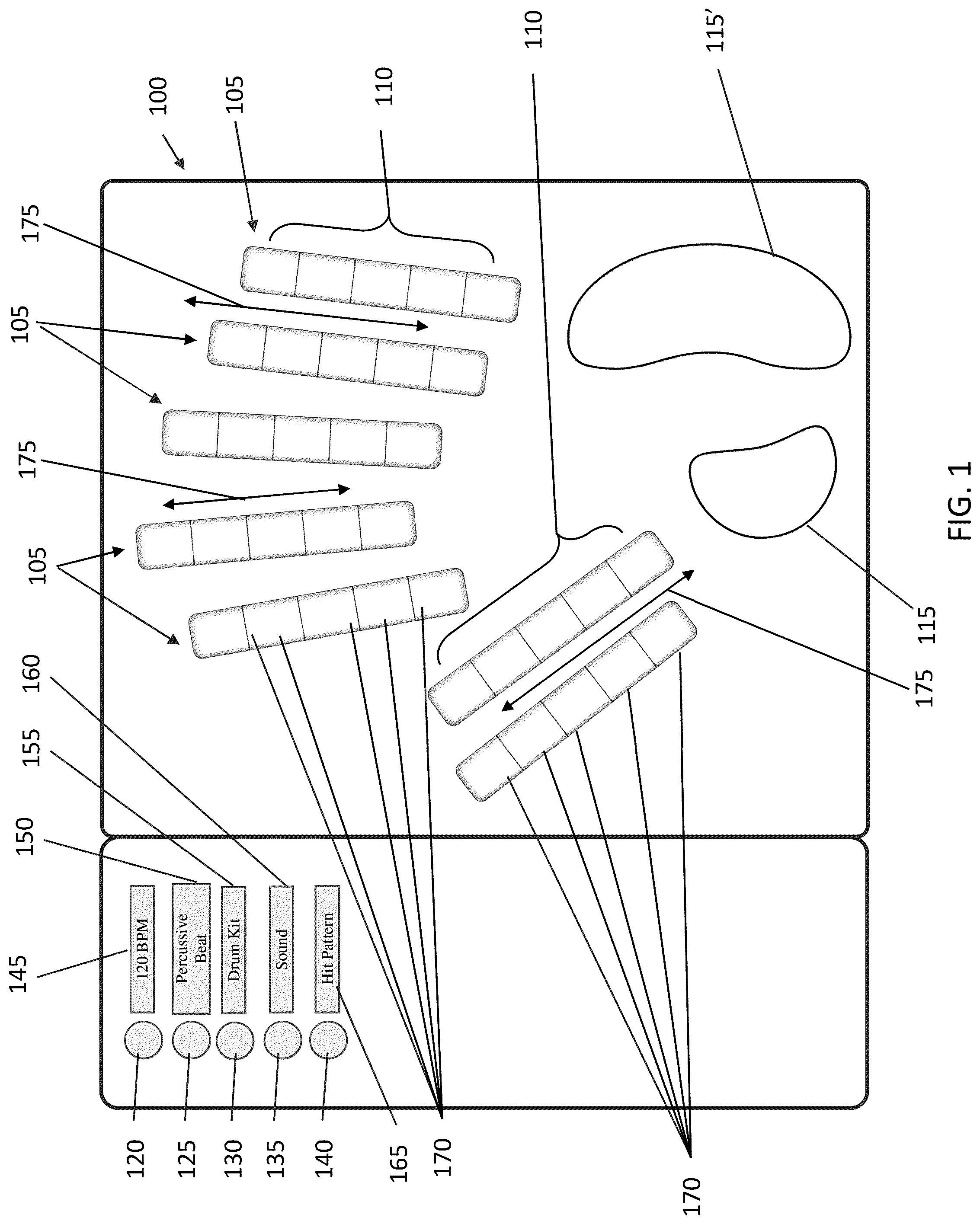 Patent US12106743 — Beat player musical instrument — Figure 1