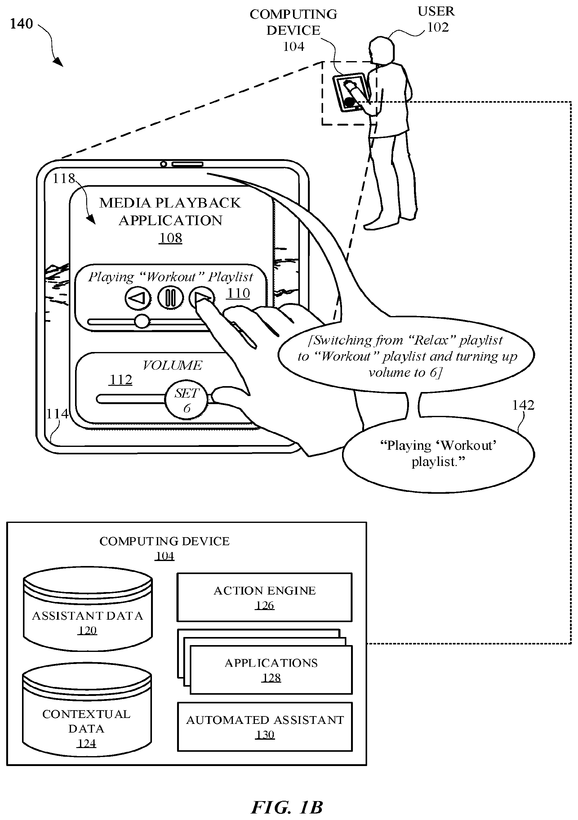 Patent US12106759 Figure 2 – Initializing non-assistant background actions, via an automated assistant, while accessing a non-assistant application