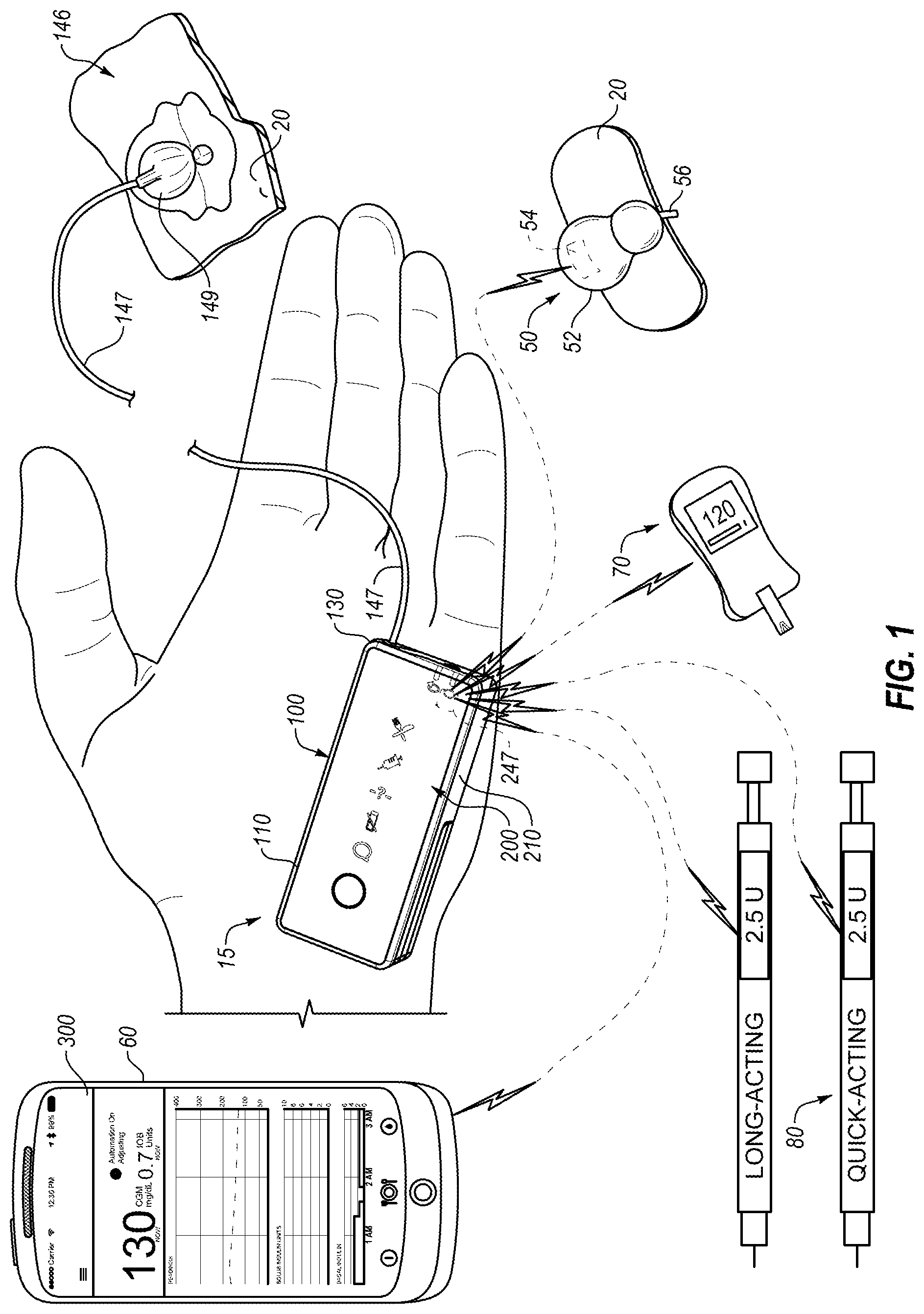 Patent US12106837 — Occlusion resolution in medication delivery devices, systems, and methods — Figure 1