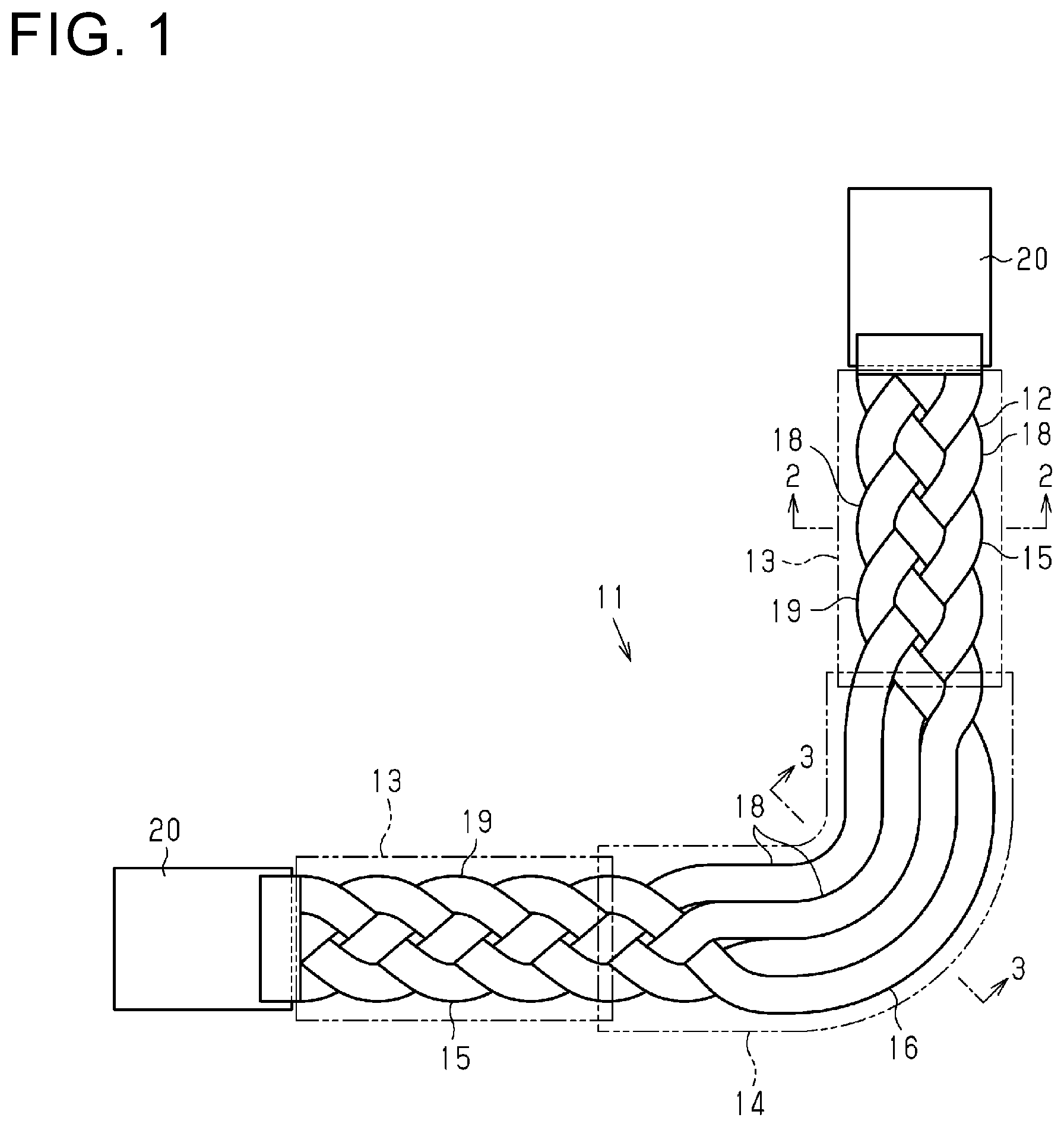 Patent US12106875 Figure 1 – Wire harness
