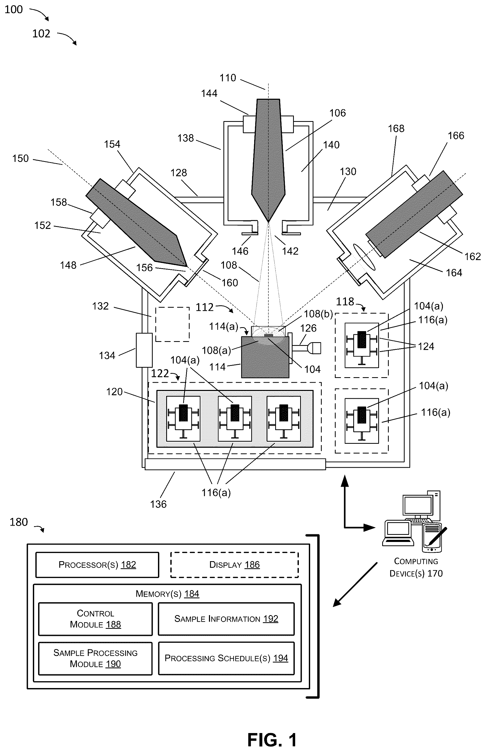 Patent US12106931 — Systems and methods for pre-aligning samples for more efficient processing of multiple samples with a Broad Ion Beam (BIB) system — Figure 1