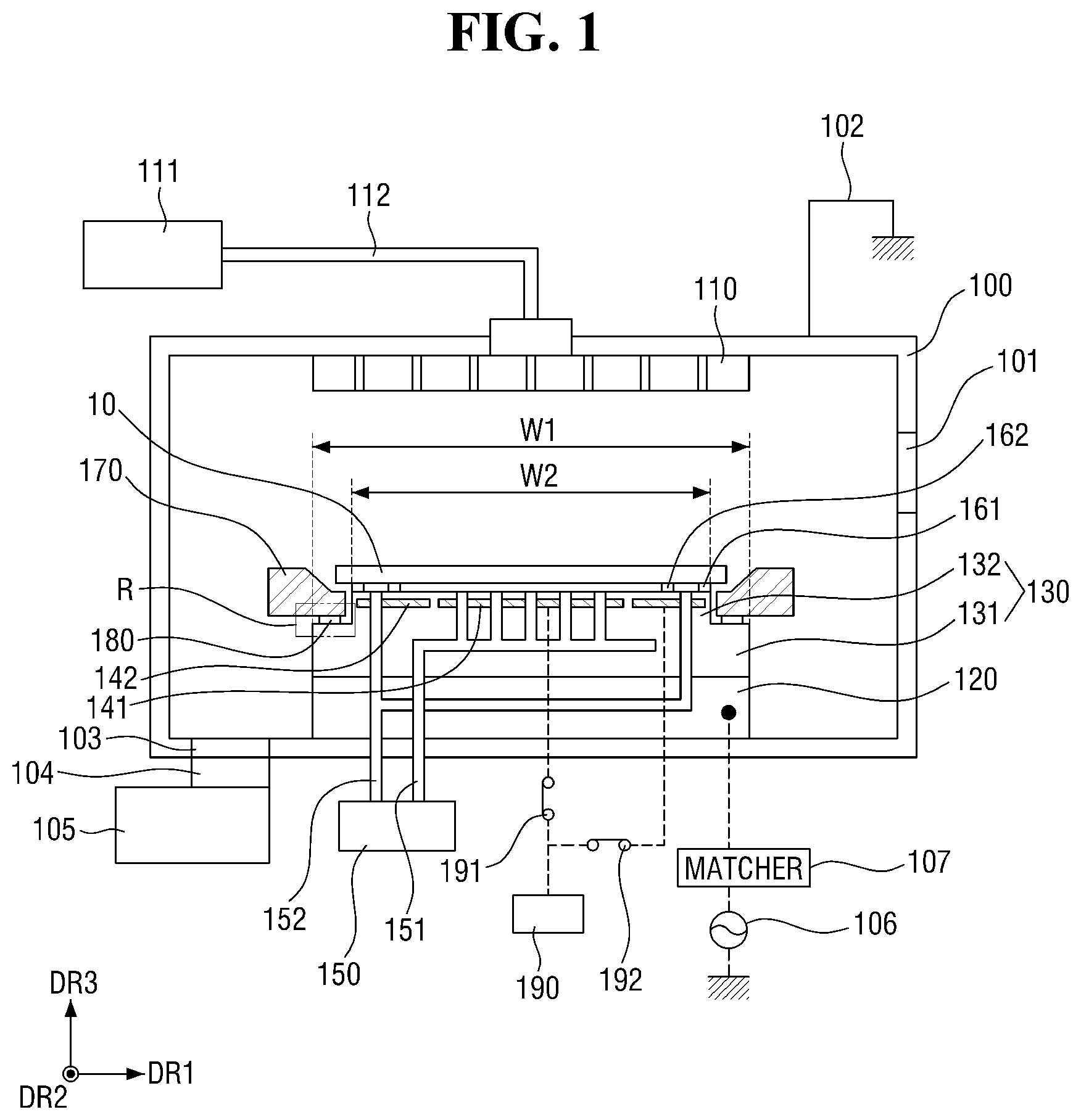 Patent US12106942 — Plasma processing apparatus and method for dechucking wafer in the plasma processing apparatus — Figure 1