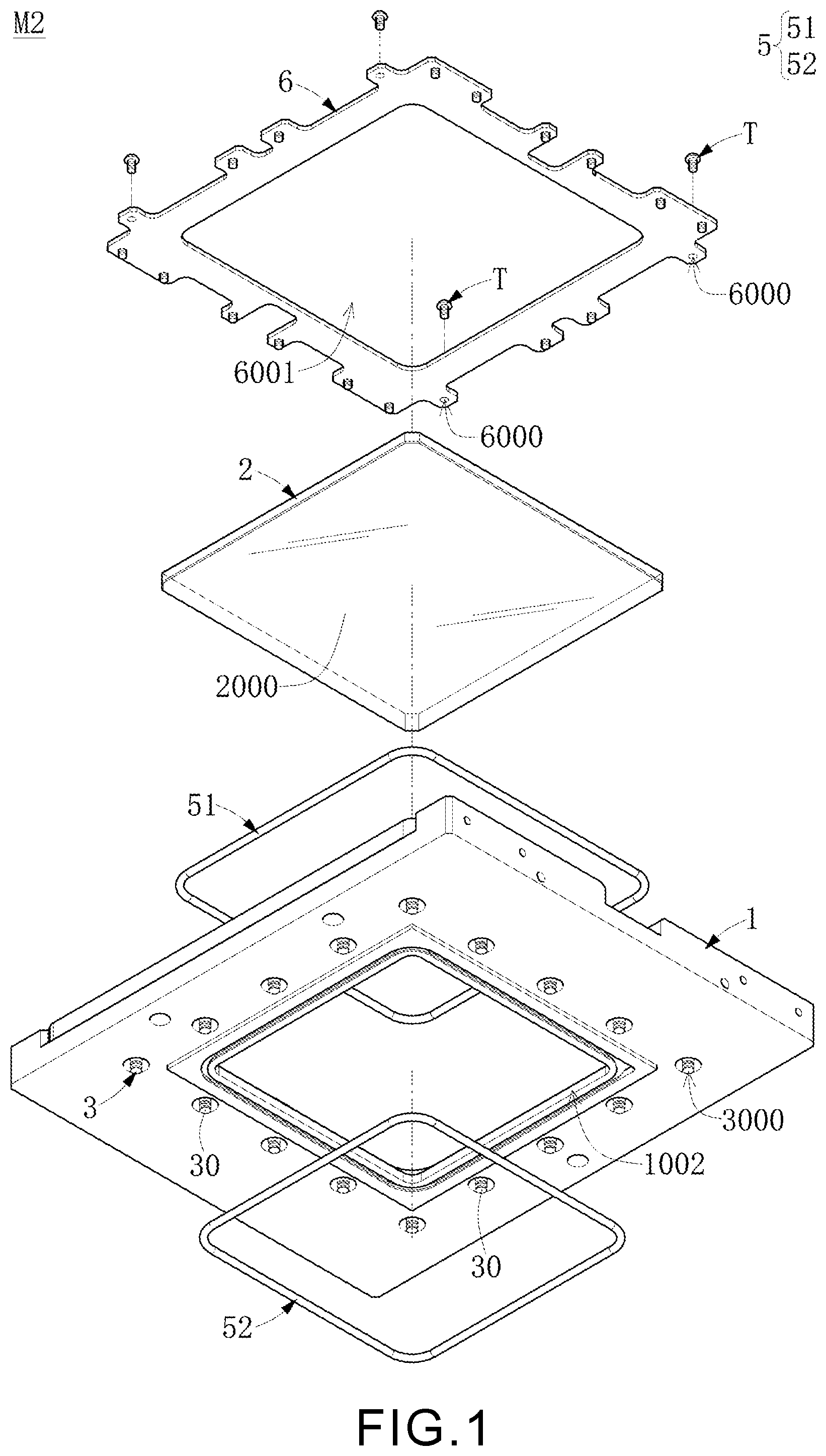 Patent US12106981 — Method of chip transferring and device/module having gas guiding structures with suction openings and intake opening to apply predetermined pressure uniformly on back side of transferring substrate — Figure 1
