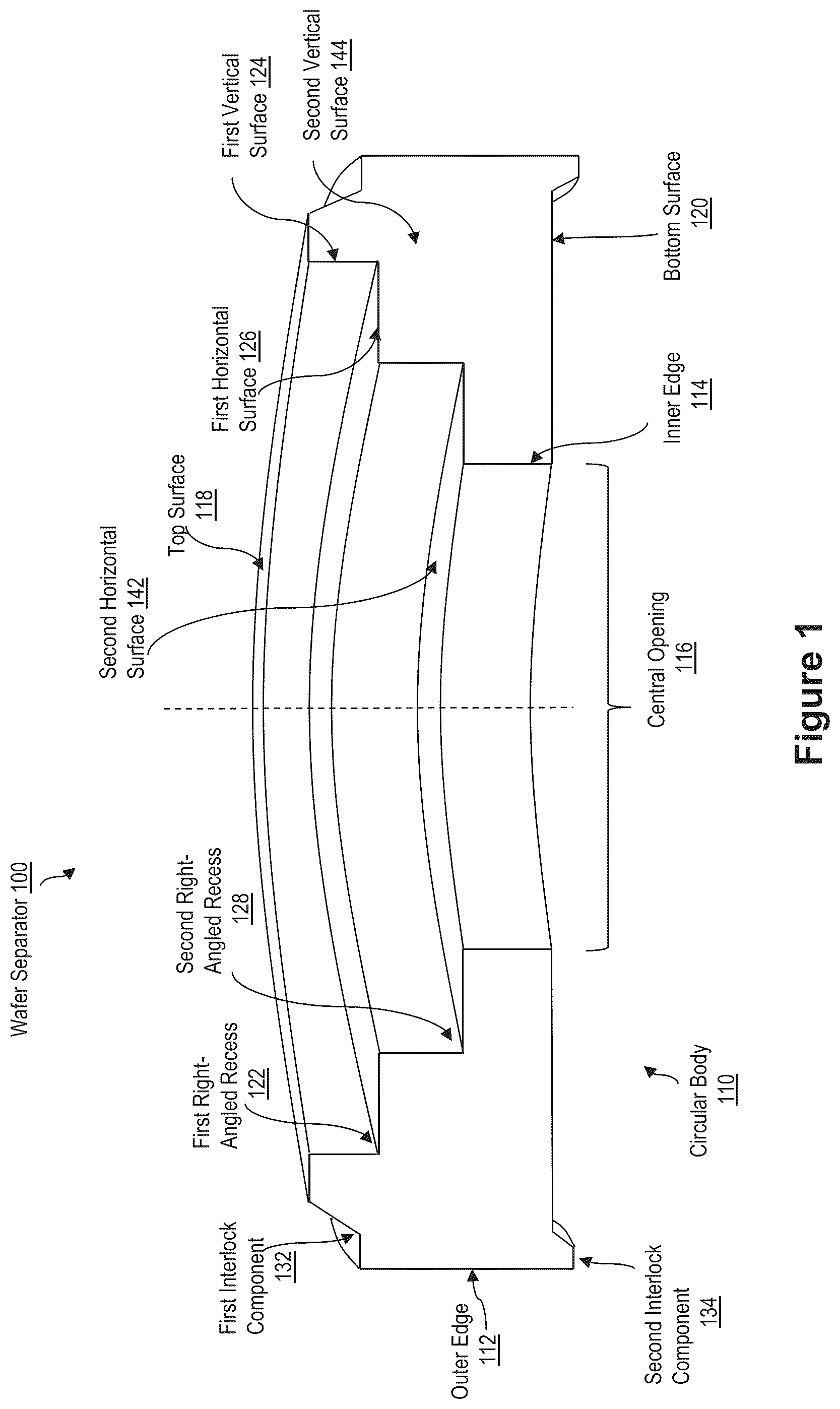 Patent US12106988 — Separators for handling, transporting, or storing semiconductor wafers — Figure 1